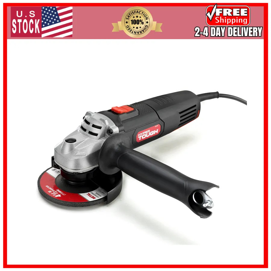 Hyper Tough 6 Amp 4-1/2 Inch Corded Angle Grinder with Handle and Guard