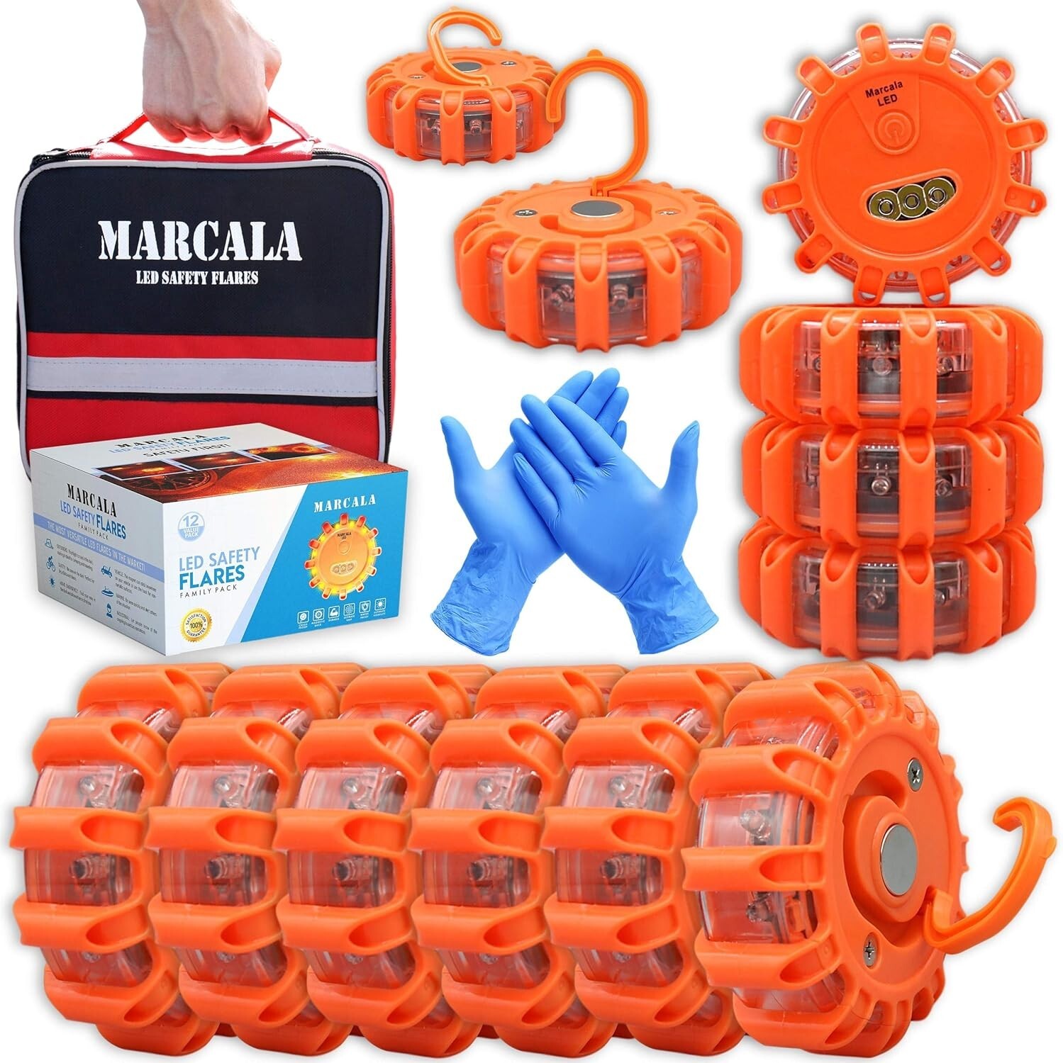 Emergency Flares for Cars 12-Pack | Roadside Emergency Car Kit with Flares