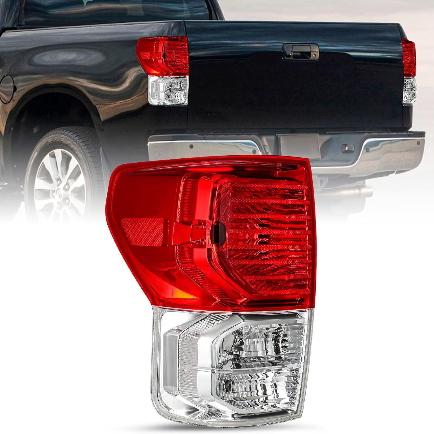 10-13 Toyota Tundra Tail Light Left Driver Side Red Clear Housing Rear Brake