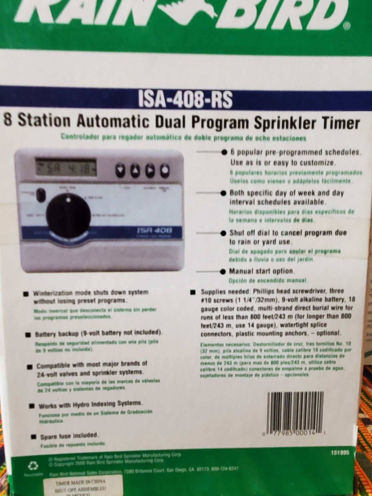 Rain Bird ISA-408-RS 8 Zone Controller Timer Mounting Kit Valves Srinklers New