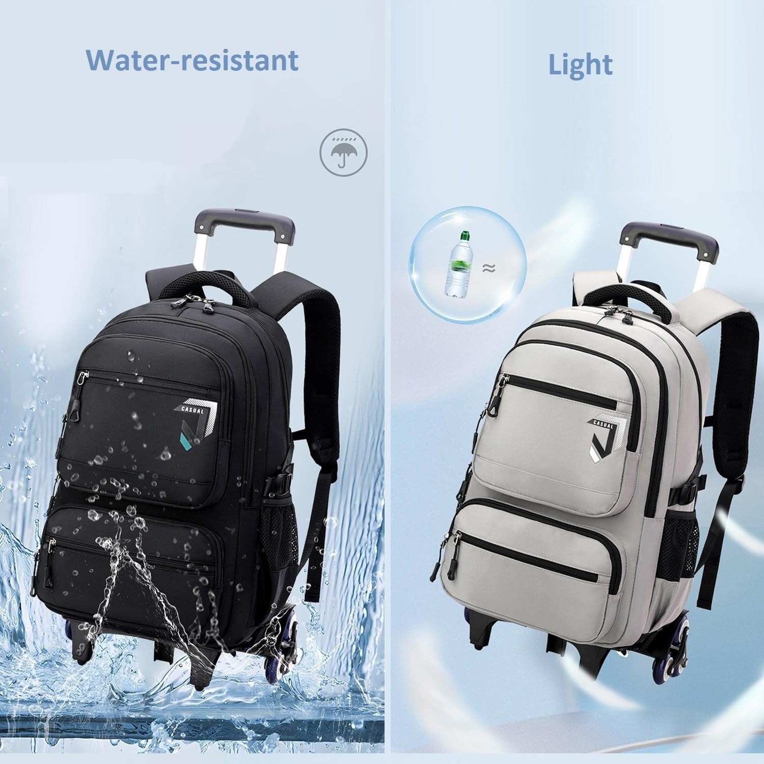 Rolling Backpack for Boys Backpack with Wheels for Kids Roller Laptop School ...