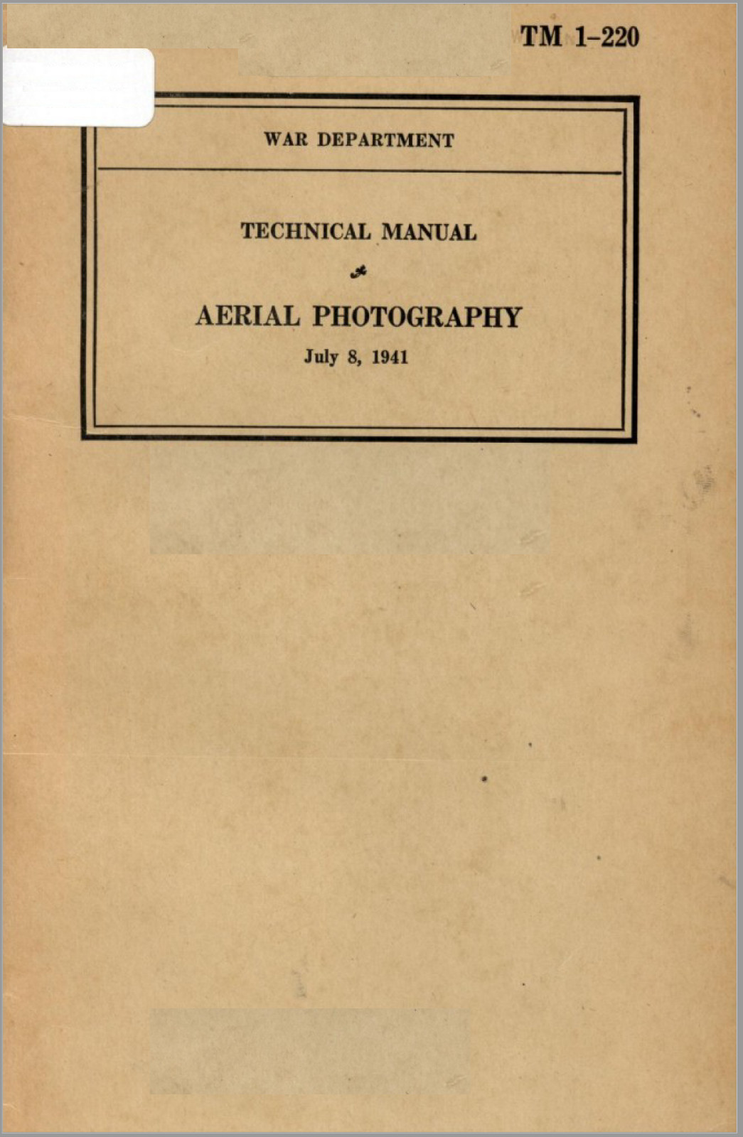74 Page 8 July 1941 War Department TM 1-220 Aerial Photography Manual Book on CD