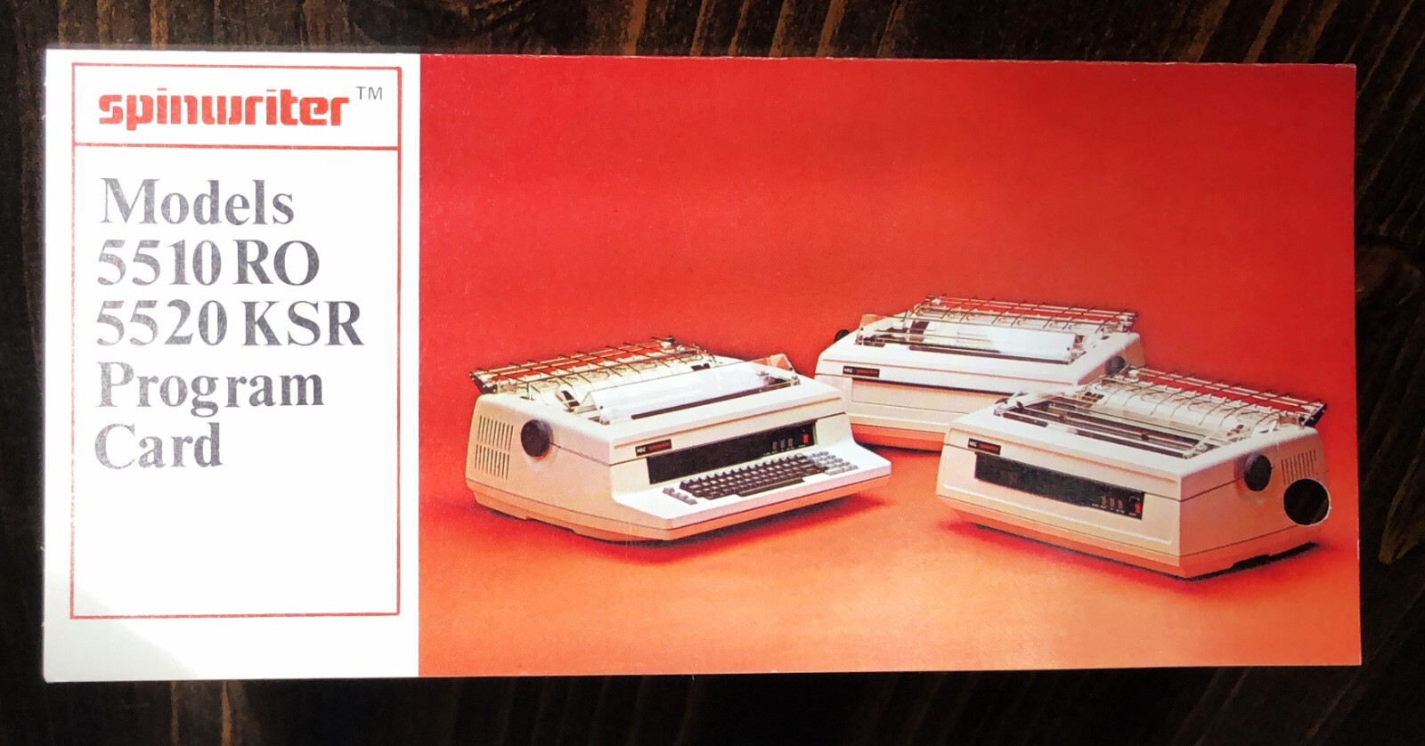 NEC - Spinwriter Models 5510 RO 5520 KSR Program Card