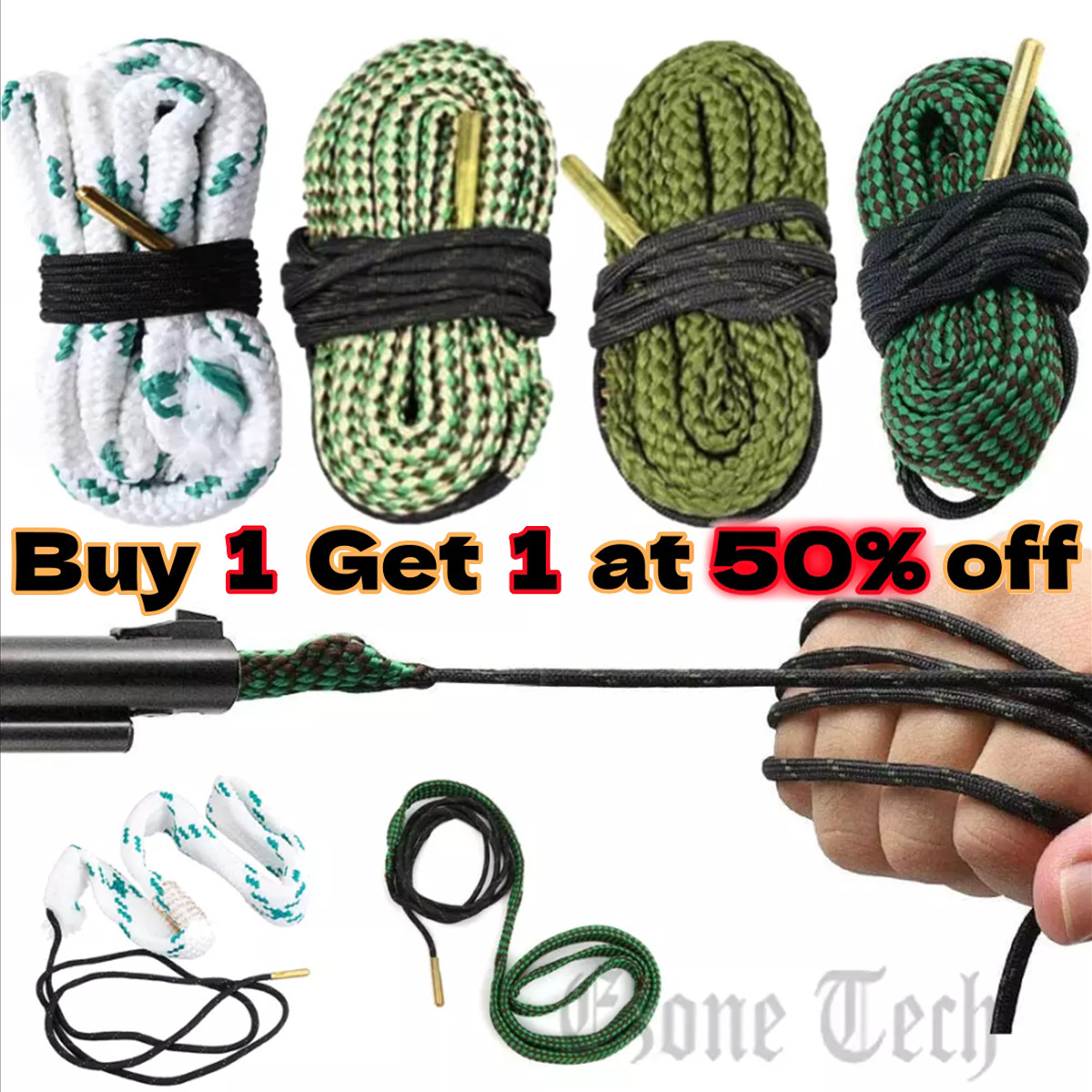 Reusable Bore Rope Gun Snake Barrel Cleaners .30.38 & 12 Ga Rifle Shotgun Pistol