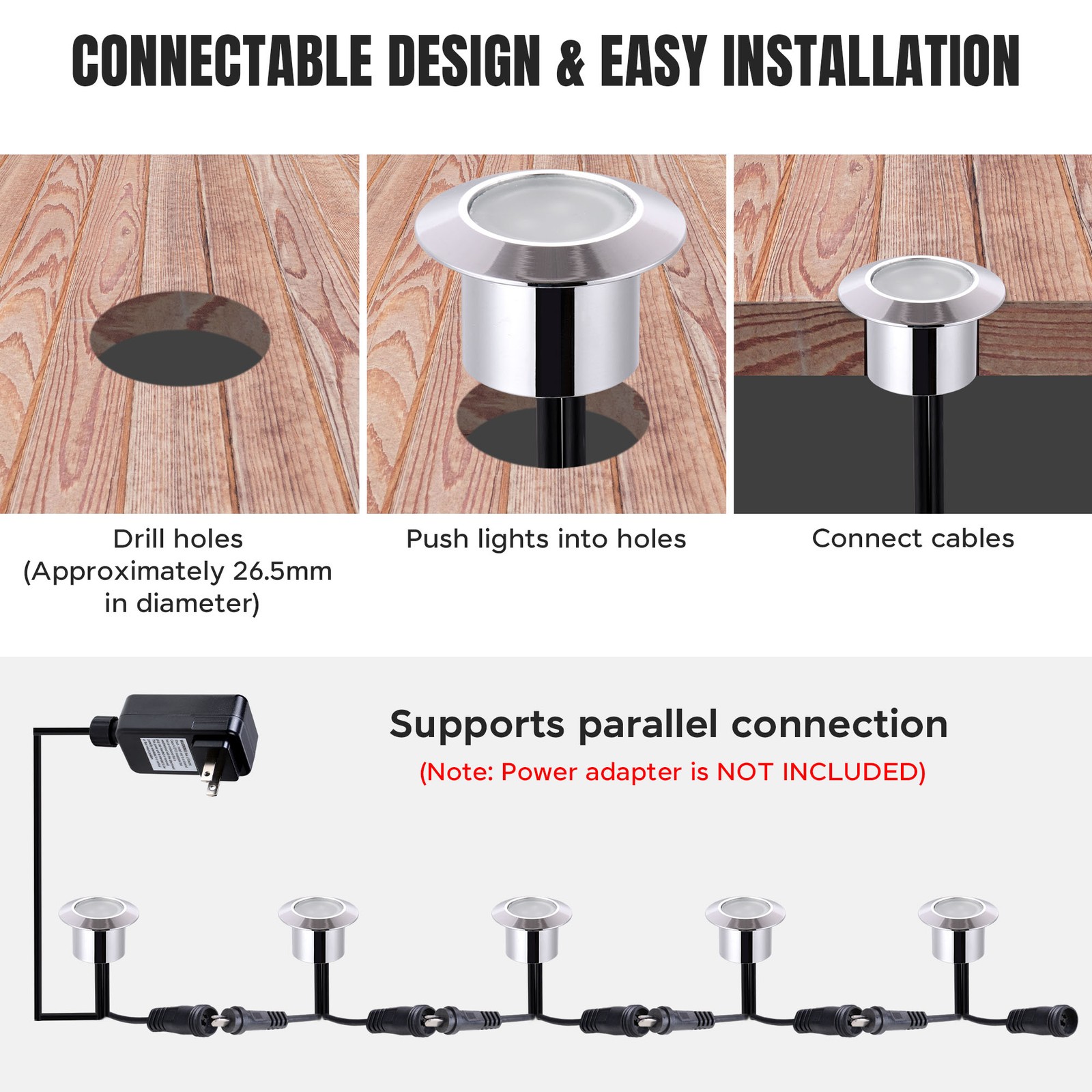 10pcs LED Garden Post Deck Cap Fence Light Landscape Road Path Light Ground Step