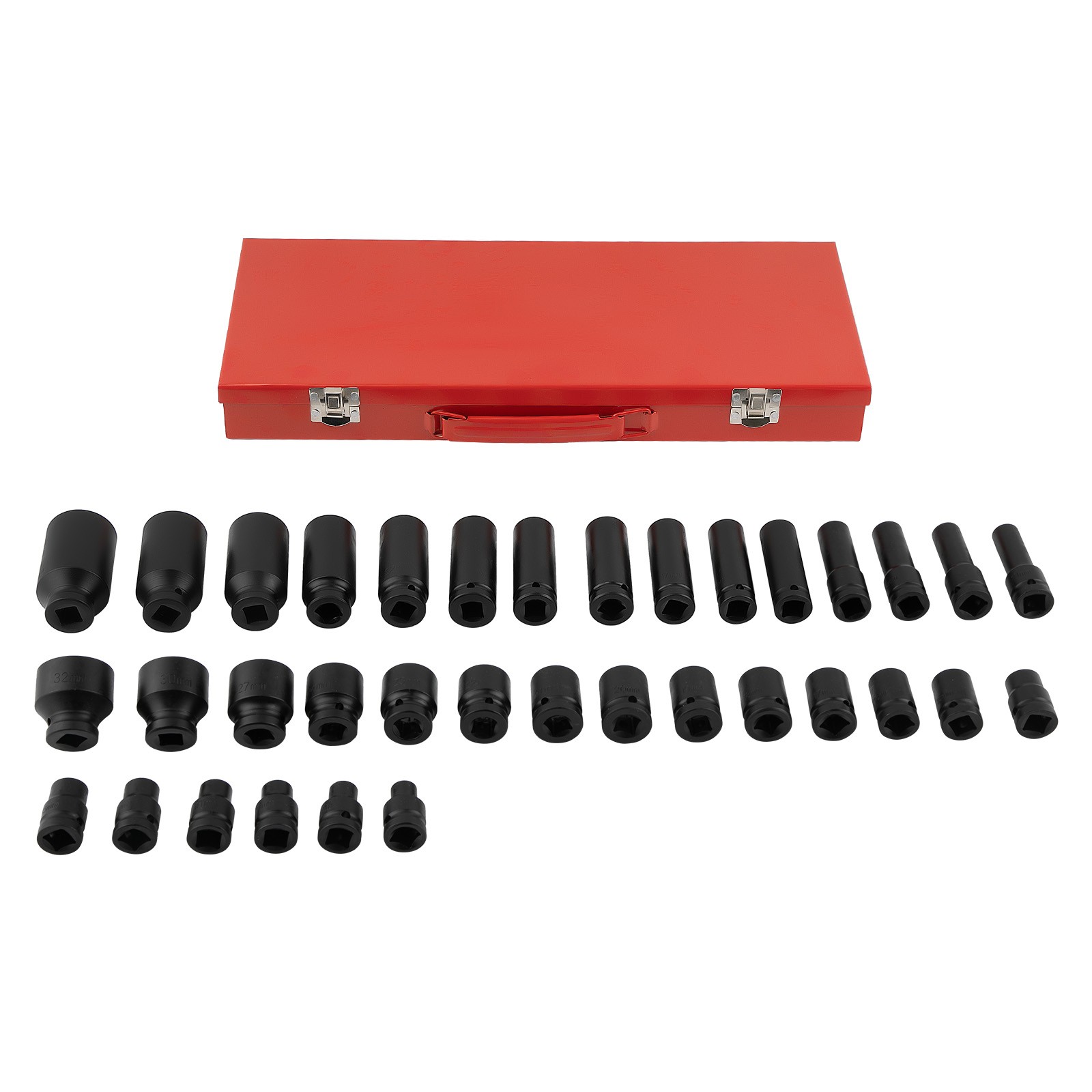 1/2" Deep Impact Socket Set Drive 6 Point Metric Garage Tool  8 - 32mm with case