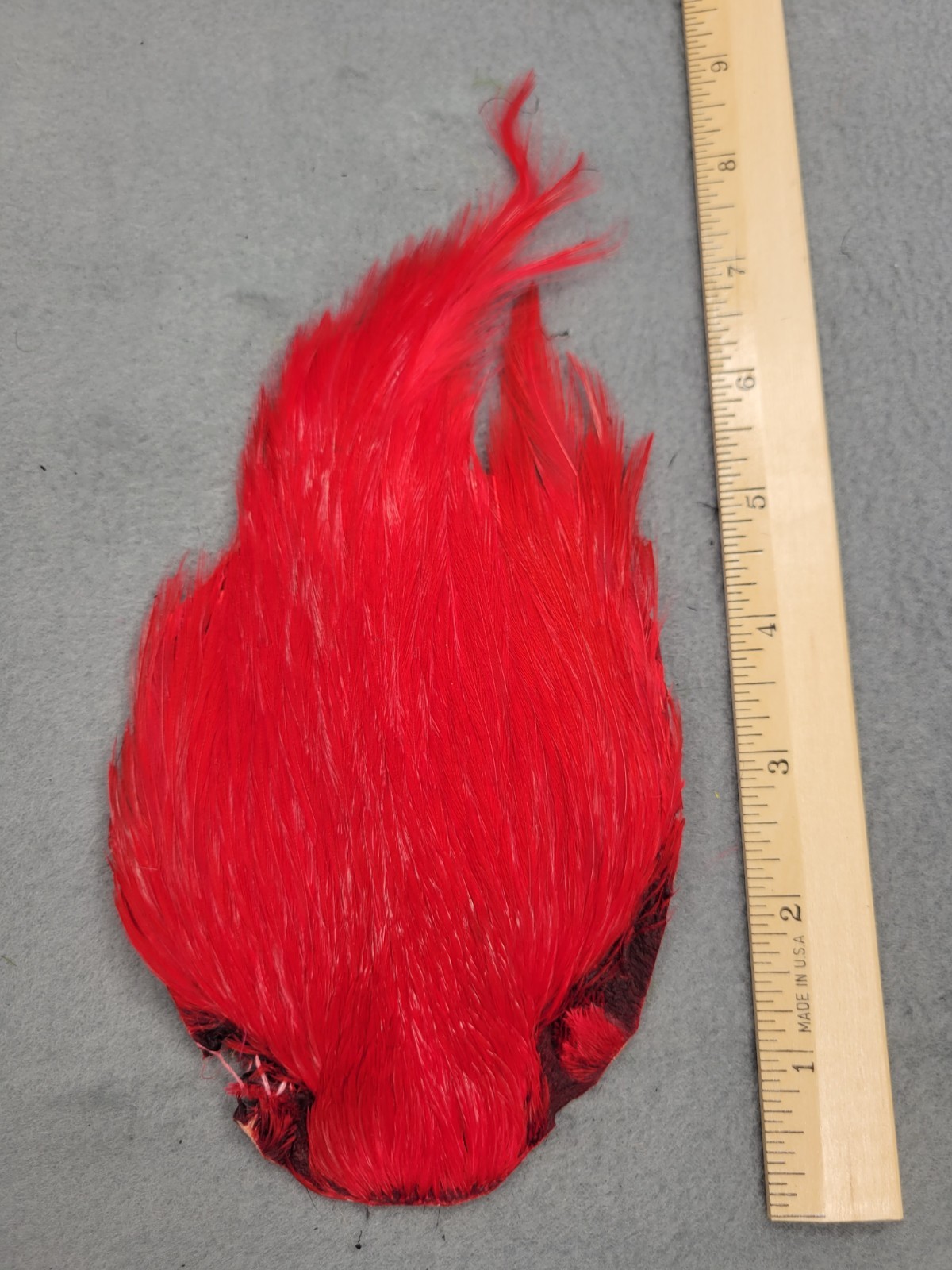 Lot 193,  Grade B,  DYED RED India Rooster Streamer Neck Cape Feathers