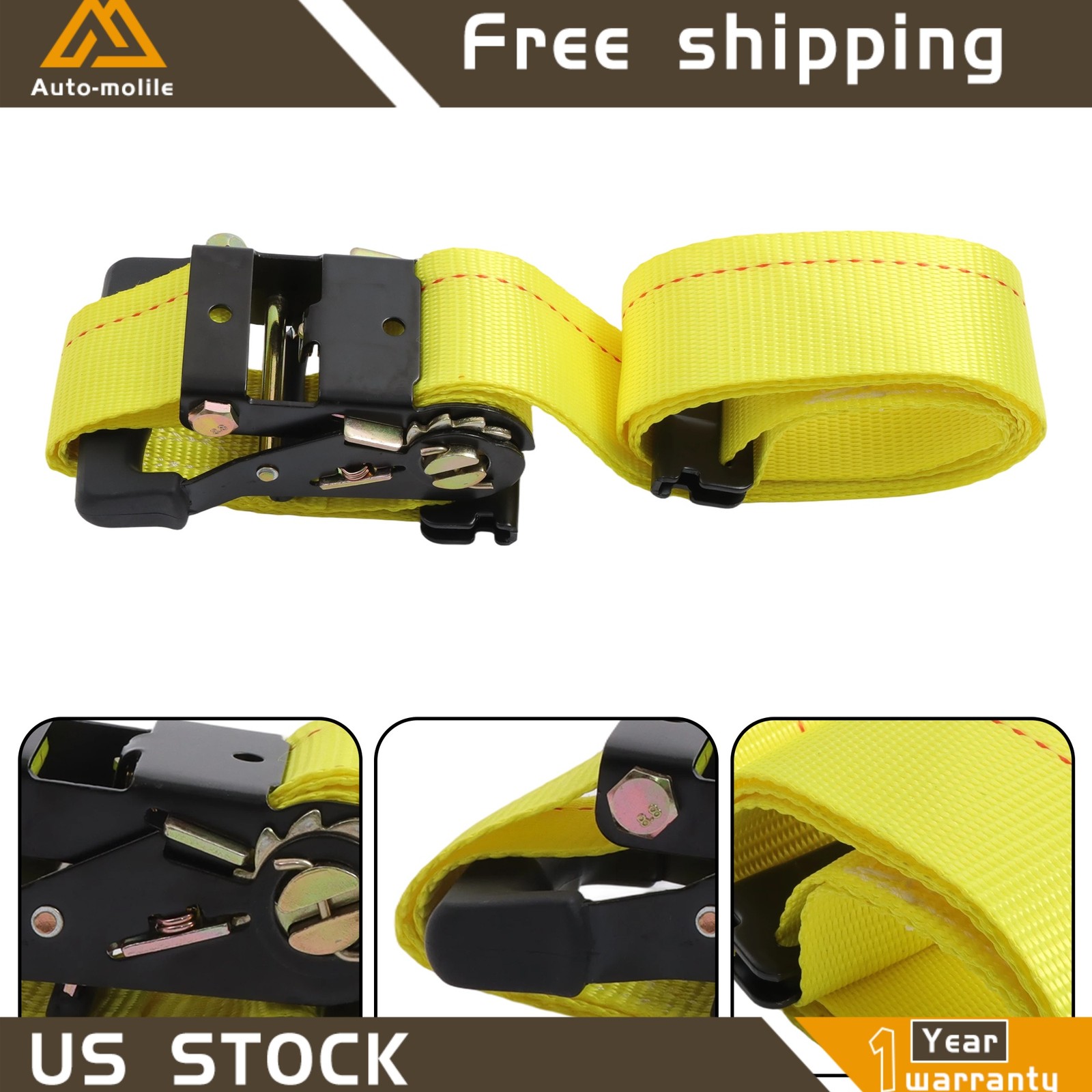 Heavy Loads E Track System With Wheel Chock 8' Yellow Ratchet Tie Down Straps