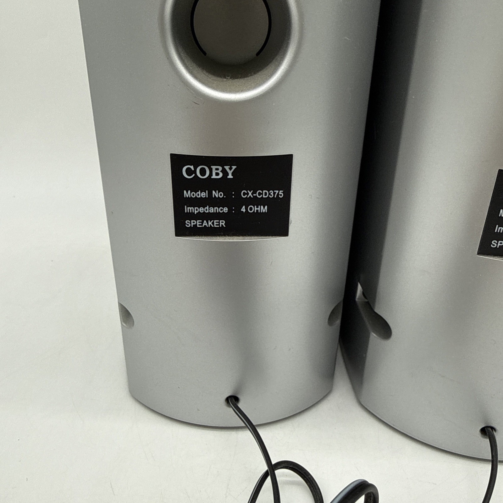 Coby CX-CD375 Speakers Pair 4 OHM Silver -- TESTED & Working