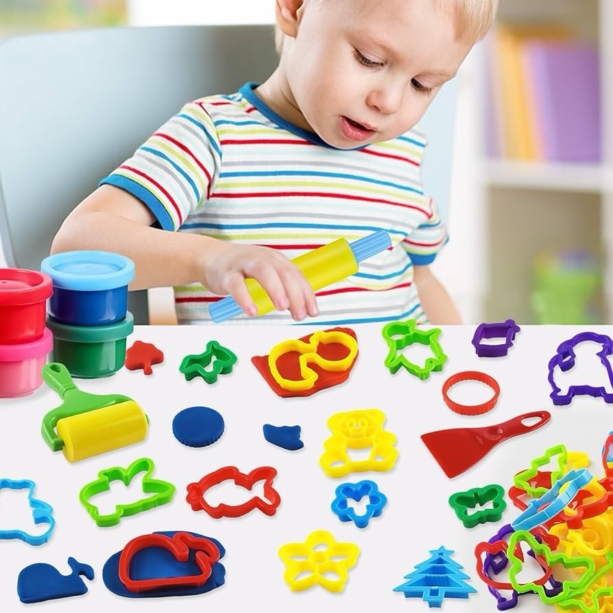 Dough Tools with 40 pcs Plastic Dough Cutters Animal Shapes