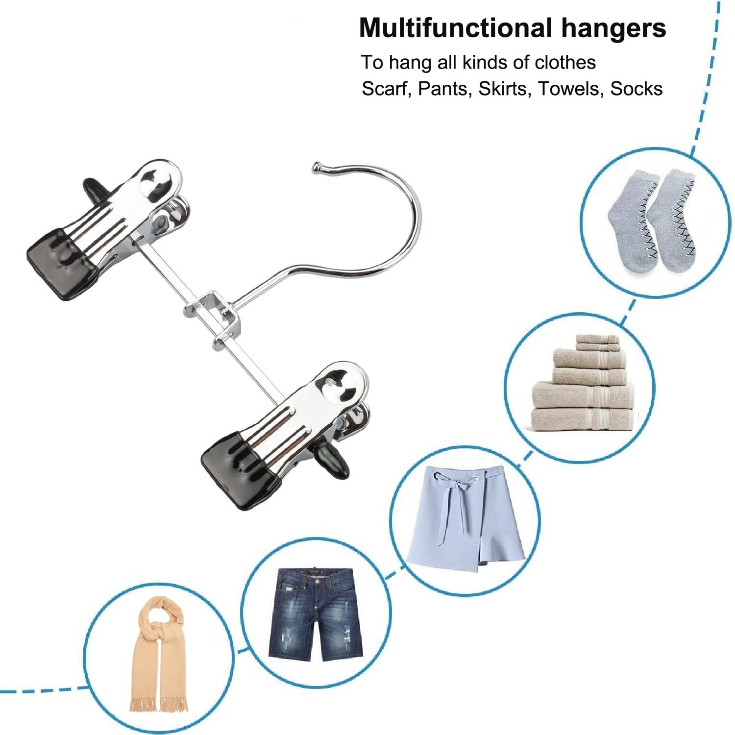 10 PCS Double Adjustable Boot Hangers 10 PCS Single Hanging Clips Laundry