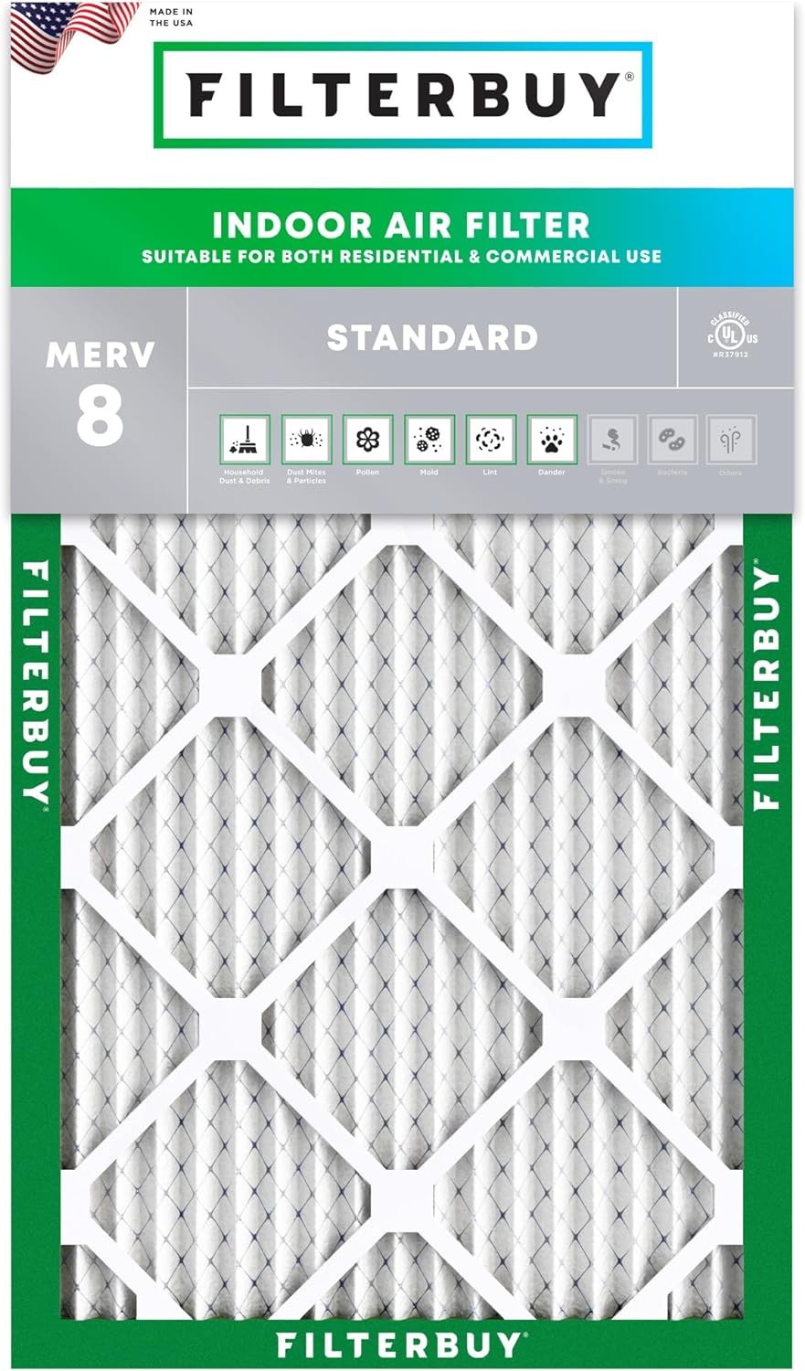 Filterbuy 13x21.5x1 Pleated Air Filters, Replacement HVAC AC Furnace (MERV 8)