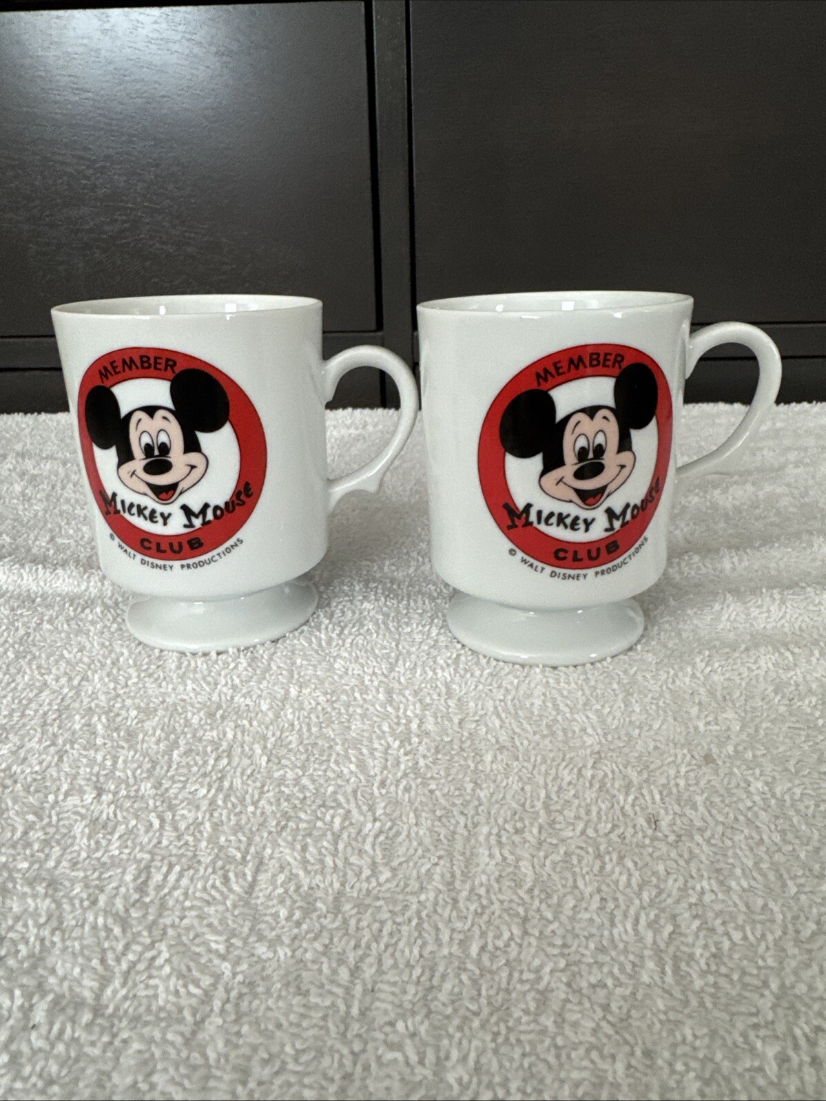 Vintage Mickey Mouse Members Club Mugs Walt Disney Productions Pedestal Japan