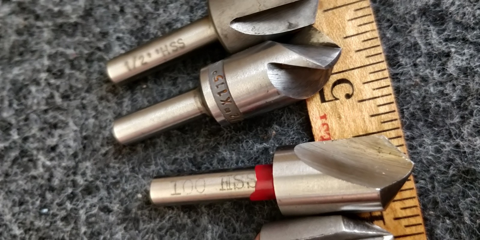 SET of 9 ~ 1/2" countersinks in assorted angles and flutes