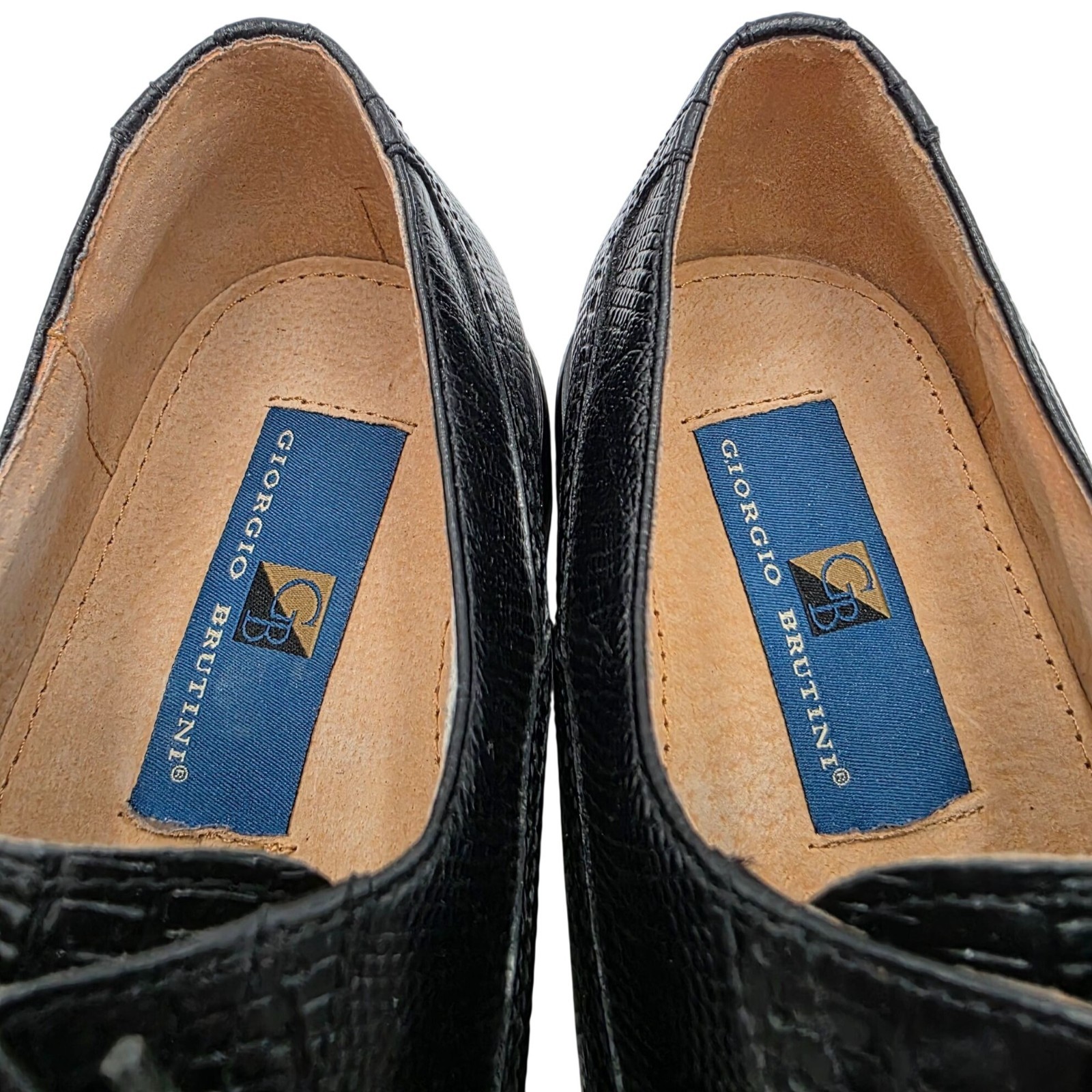 NEW Giorgio Brutini Black Lizard Print Leather Cap-toe Oxford Men 8M Dress Shoes