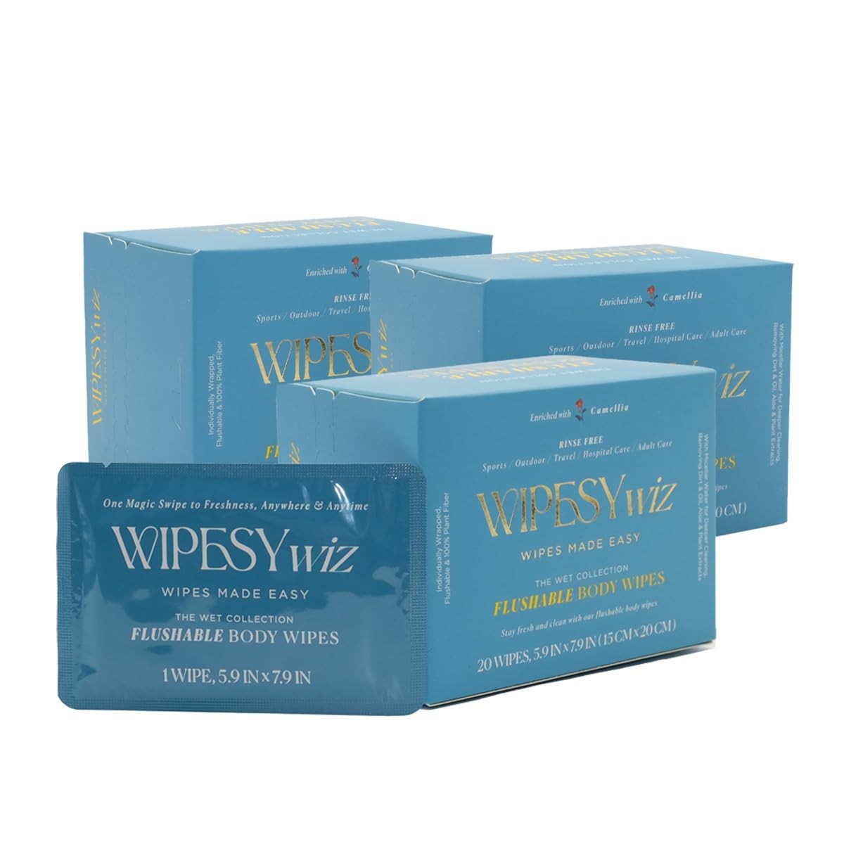 Wipesywiz - 60 Count Individually Wrapped Flushable For Lightly