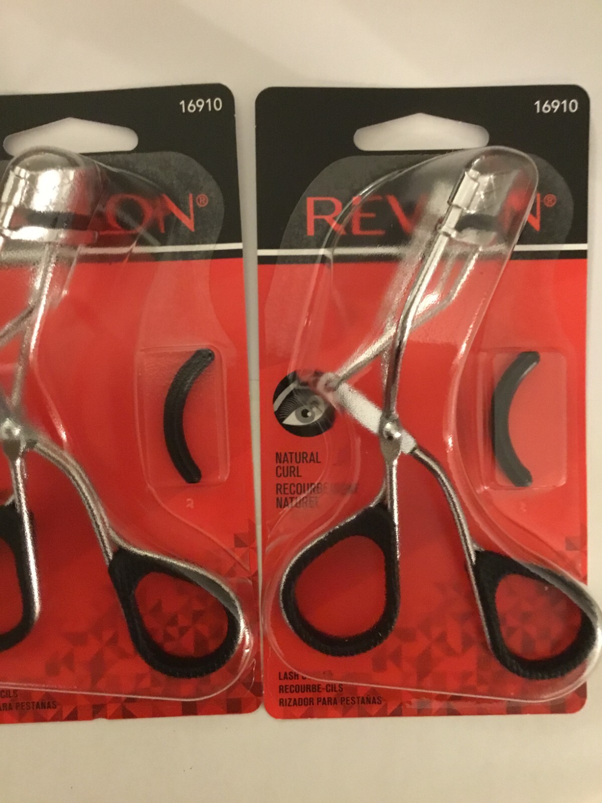 3 X  Revlon Eyelash Curler Natural Curl Lash Look 16910 Silicone Handle w/Chrome