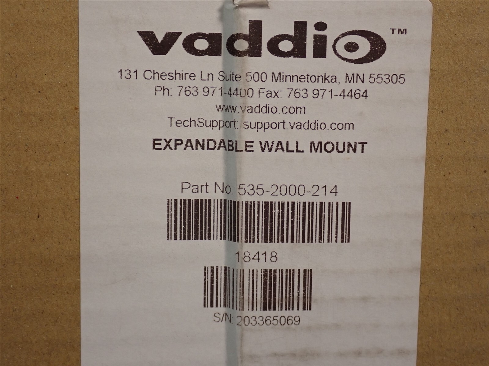 Vaddio 535-2000-214 Long Expandable Wall/Ceiling Mount (G130)