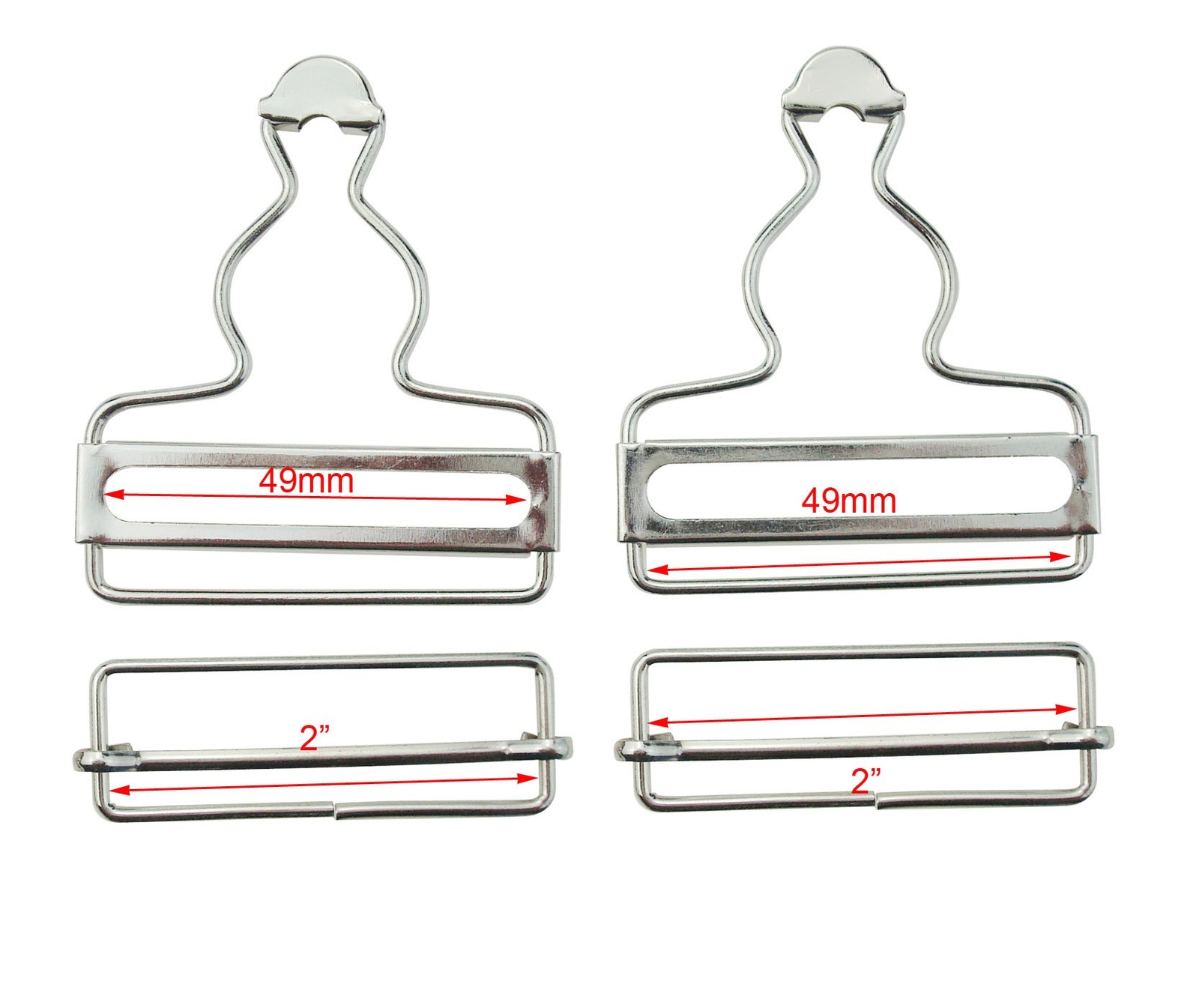 2" 49mm Suspender Adjuster Overall BuckleSilver Dungaree Fastener Braces Buck...