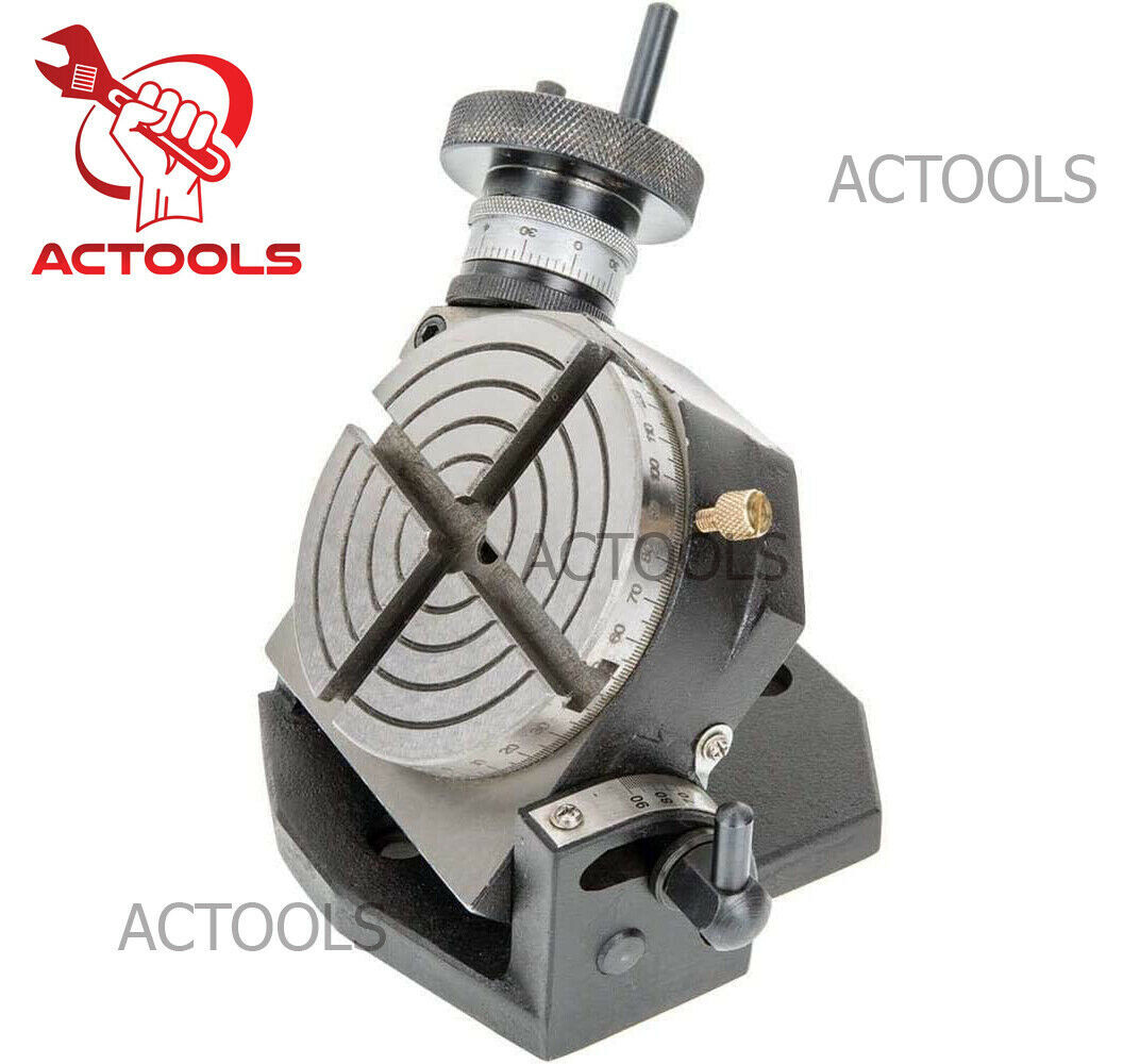 Tilting Rotary Table 4'' with 65mm 3 jaw Self Centering Chuck And Backplate Tool