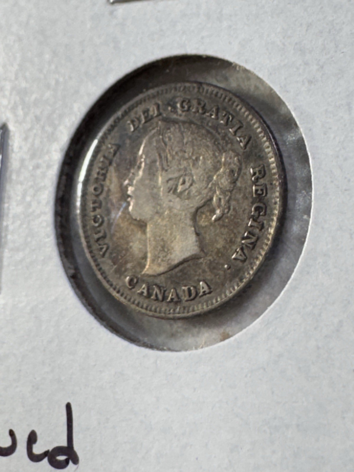 1891 Canada 5 Cents Small Silver Coin Cleaned