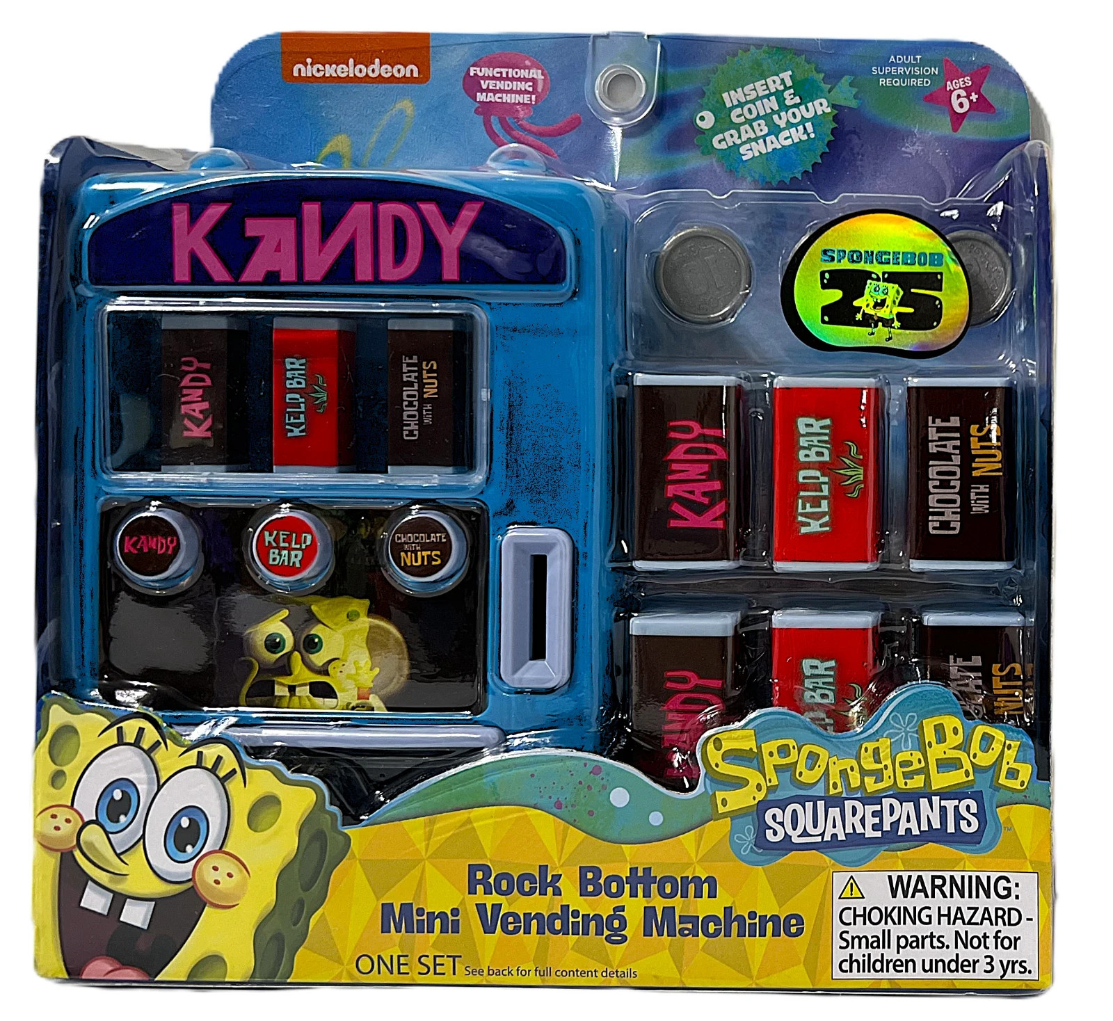 SpongeBob SquarePants Rock Bottom Mini Vending Machine Set 25th Anniversary NEW