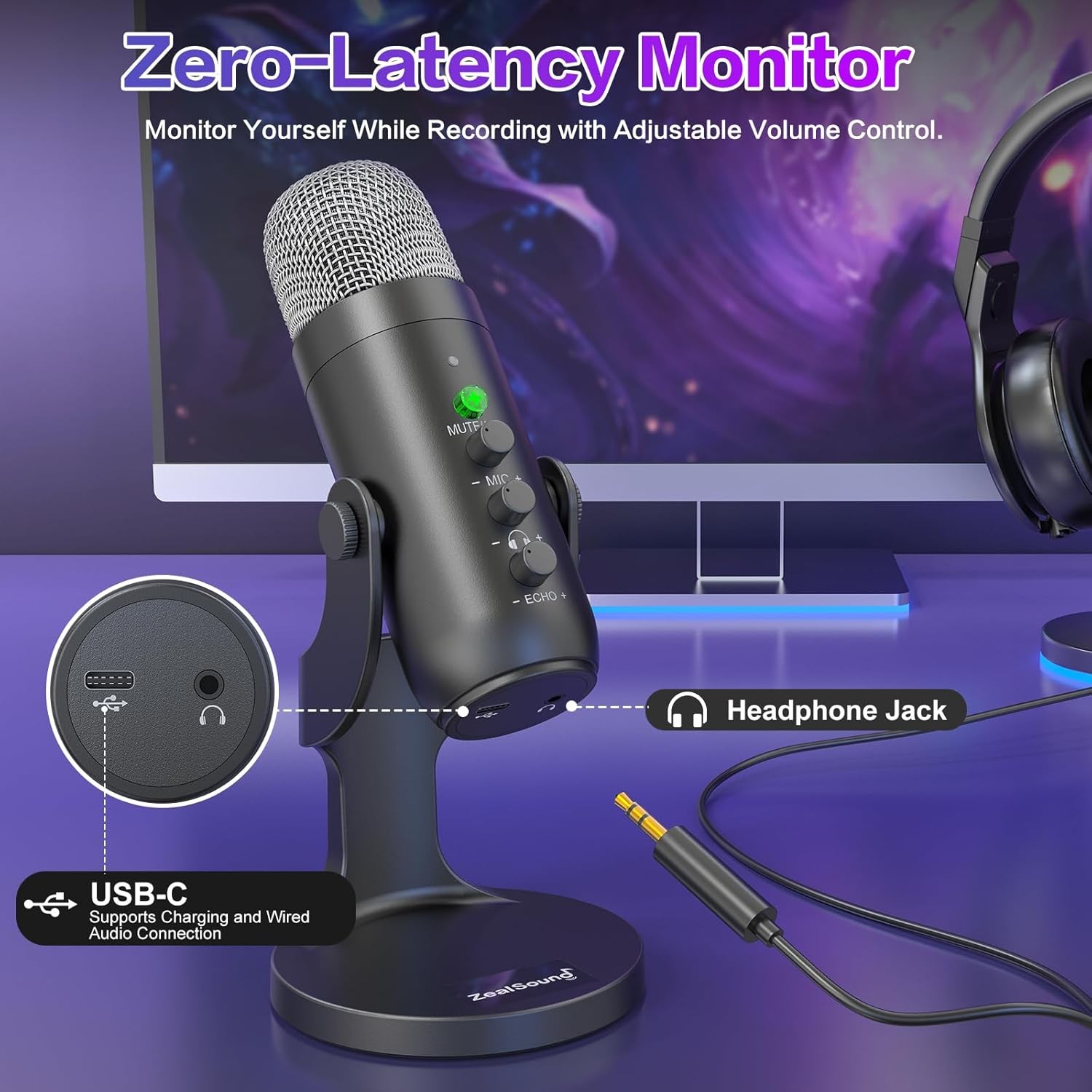 Wireless Microphones Mic for iPhone PC iPad Android Phone-Cordless