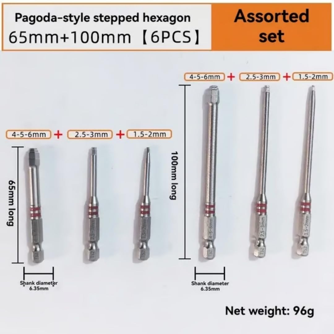 All-in-One Pagoda Hex Scredriver Bit Set – 6-Piece Screwdriver Bit, Featuring...