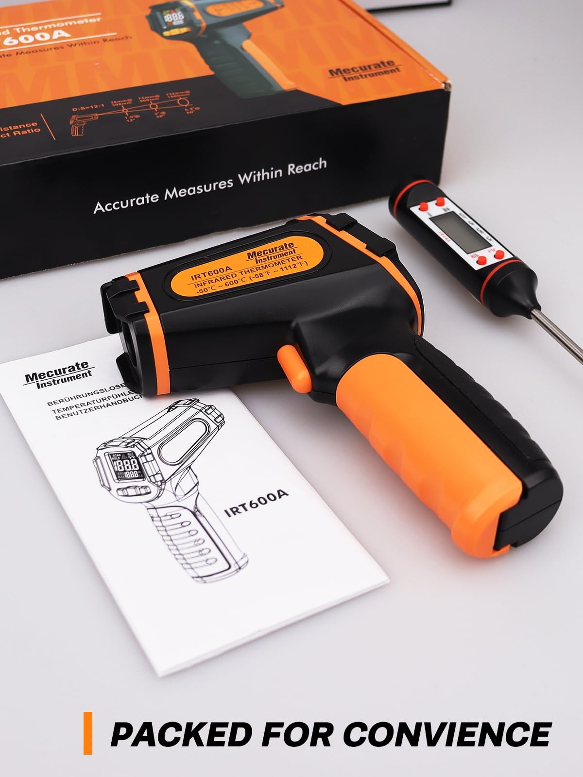 Infrared Thermometer Gun -58°F to 1112°F, Laser Temperature Gun with Adjustab...