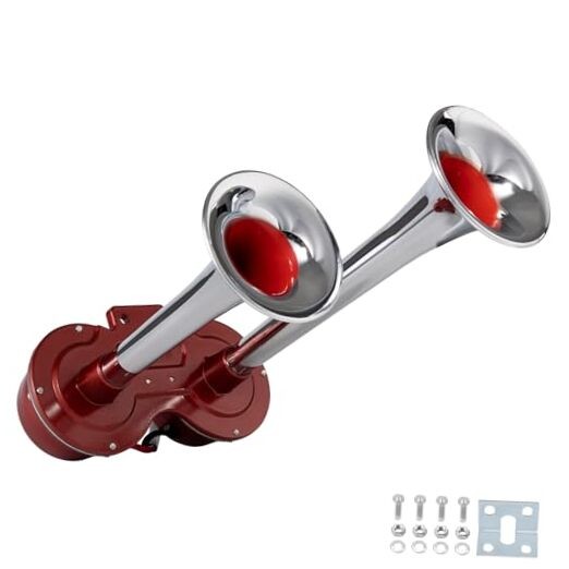150DB Train horns for Truck,Super Loud 12V Electric Electric Horn-Red-Black