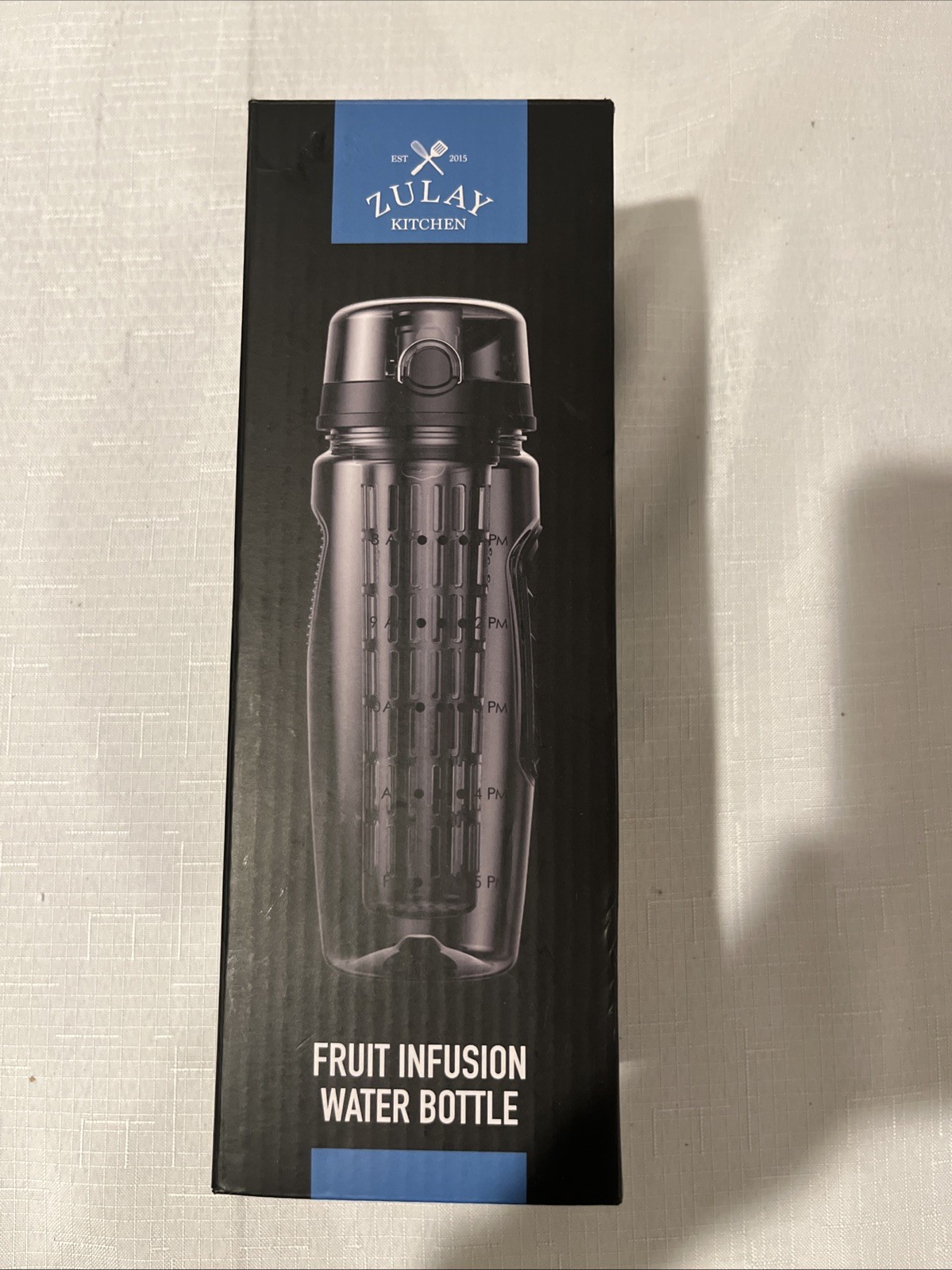 Zulay Kitchen Fruit Infusion Water Bottle Black New In Box