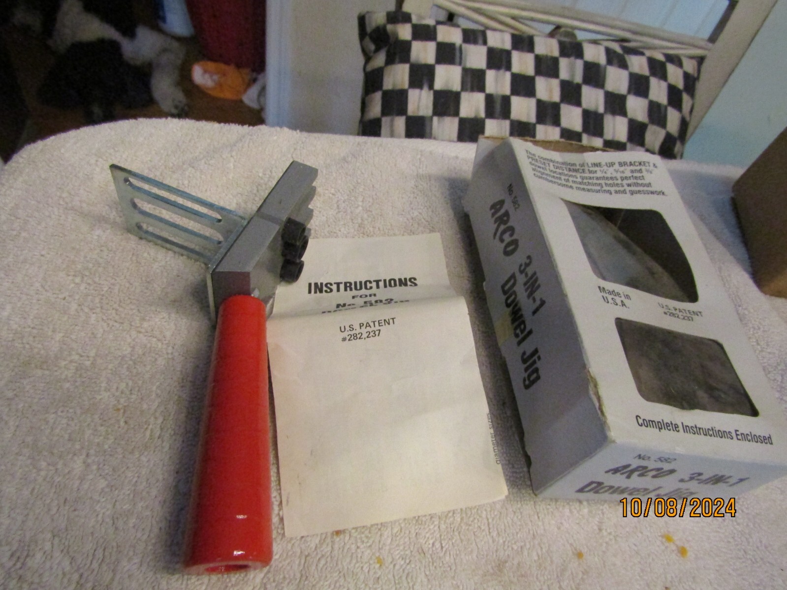 ARCO No 582 3-IN-1 DOWEL JIG For 1/4"-5/16"- 3/8" Dowels New NOS USA Made NIB