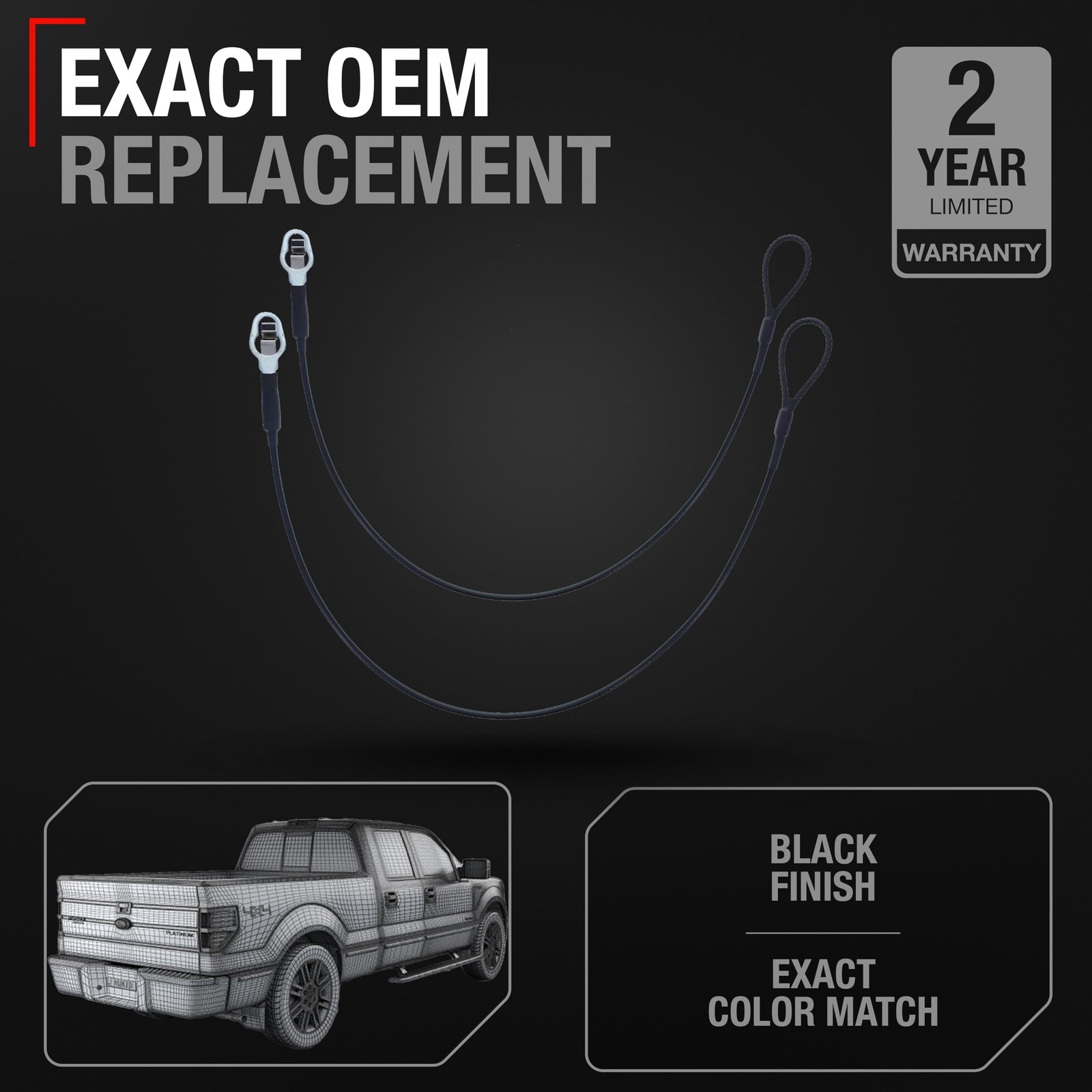 Tailgate Cable Replacement Set, Rear Left & Right Side - Compatible with 2013...