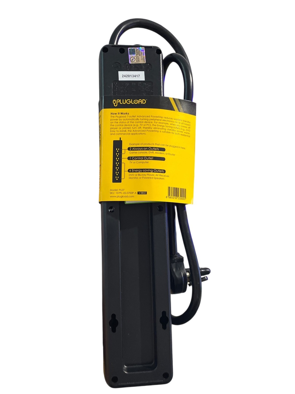 Plugload 7-Outlet Advanced PowerStrip Surge Protector Black- PL07