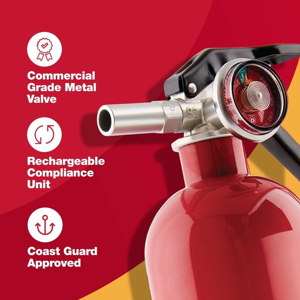 Multipurpose Fire Extinguisher Rechargeable, US Coast Guard Approved, A:10-B:C