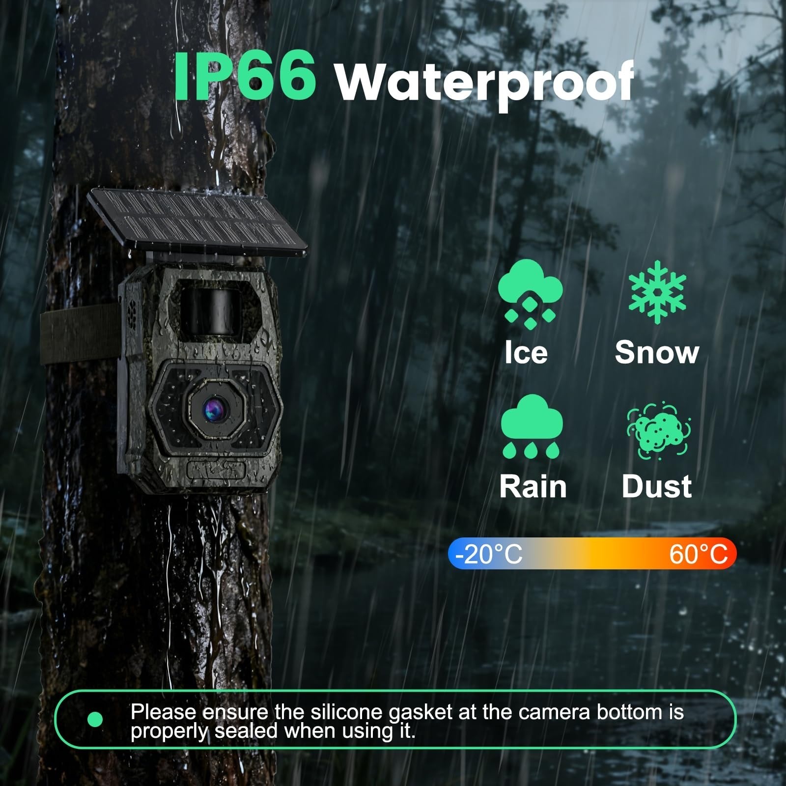 MAXDONE Solar Trail Camera 64MP 4K Night Vision WiFi Bluetooth IP66
