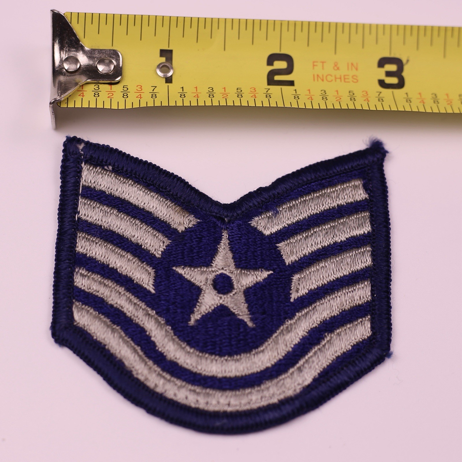 U.S. Military USAF Technical Sergeant Rank Insignia Patch E6 Blue Grey 3” Merrow