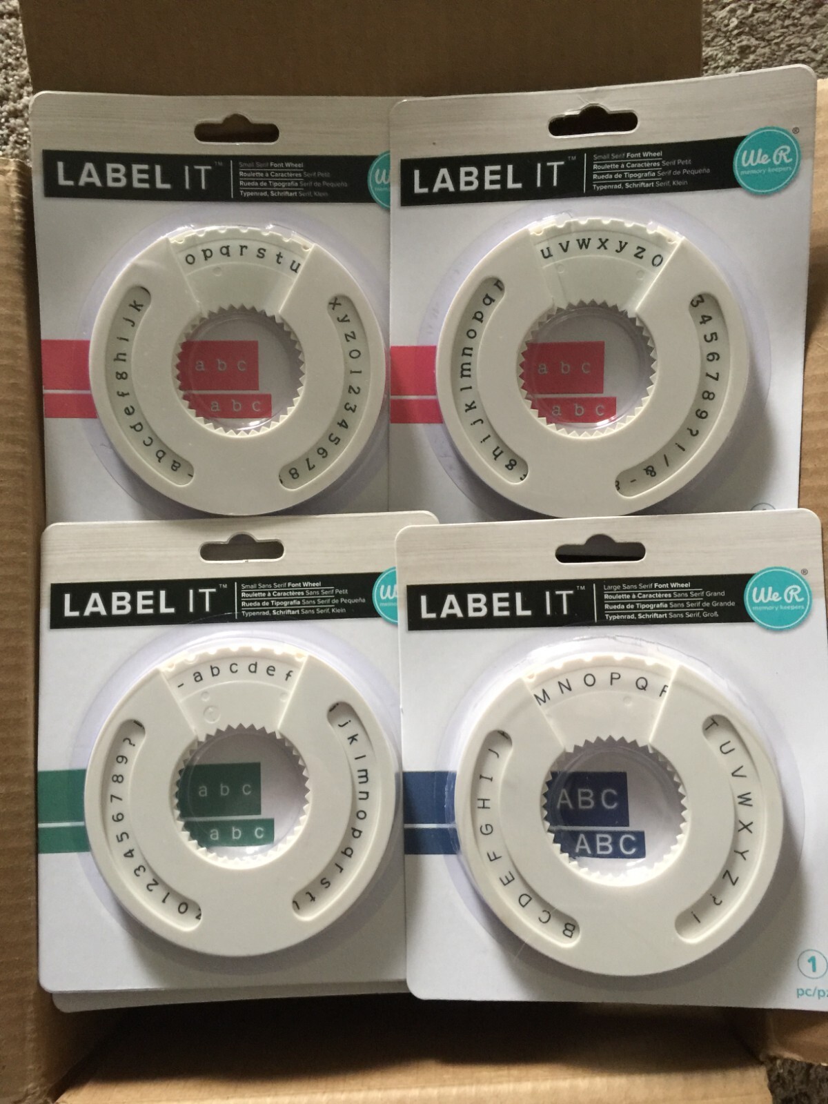 LOT OF 4 American Crafts We R Memory Keepers Label It Font Wheel New