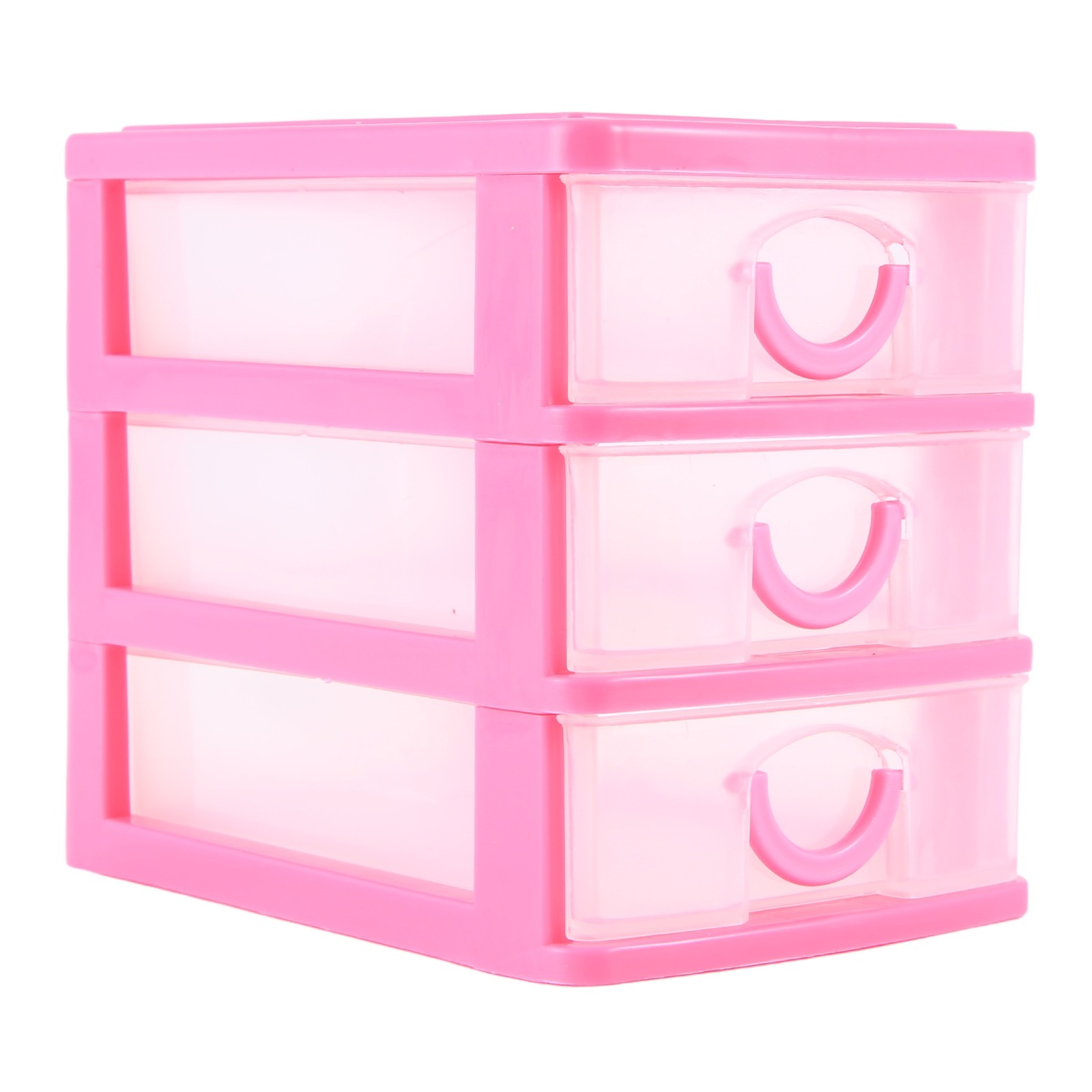 translucent Drawer type plastic Storage Box（rose red 3 Layers） S8O42276