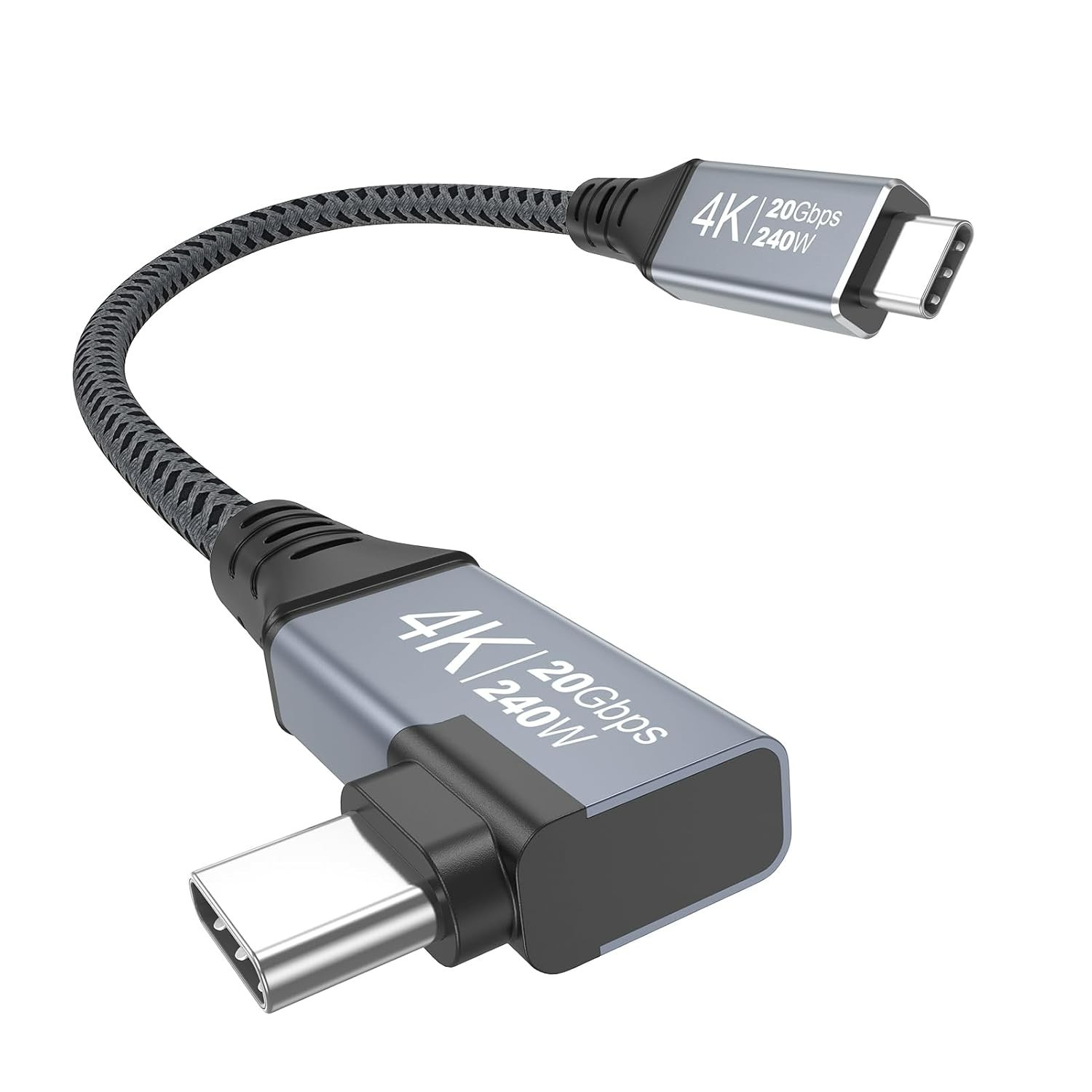 20Gbps Short USB C to USB C Cable 6 inch, Right Angle USB C 3.2 Gen 2 Data Trans