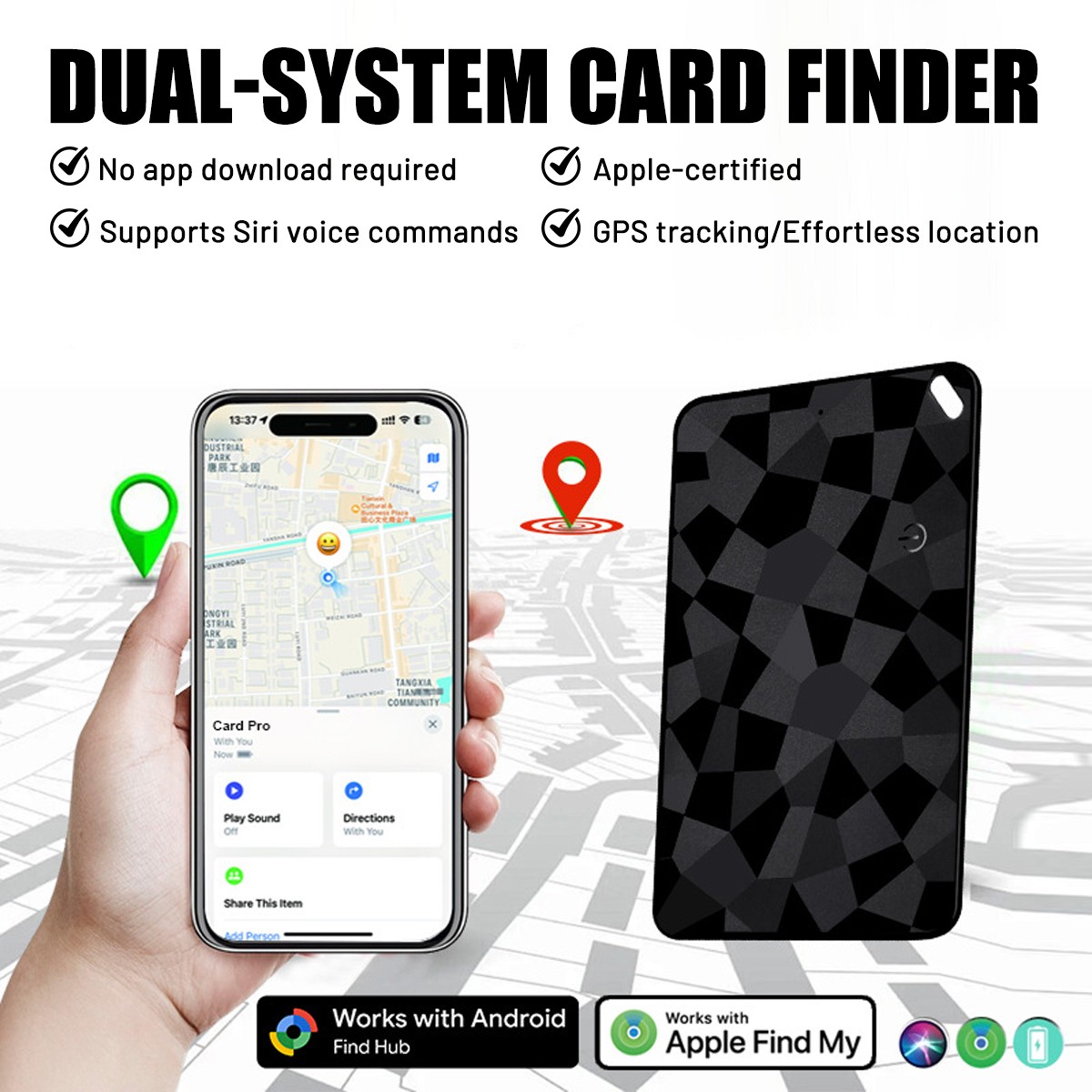 Smart Wallet Tracker Card Wireless GPS Finder for iPhone Find My App / Android `