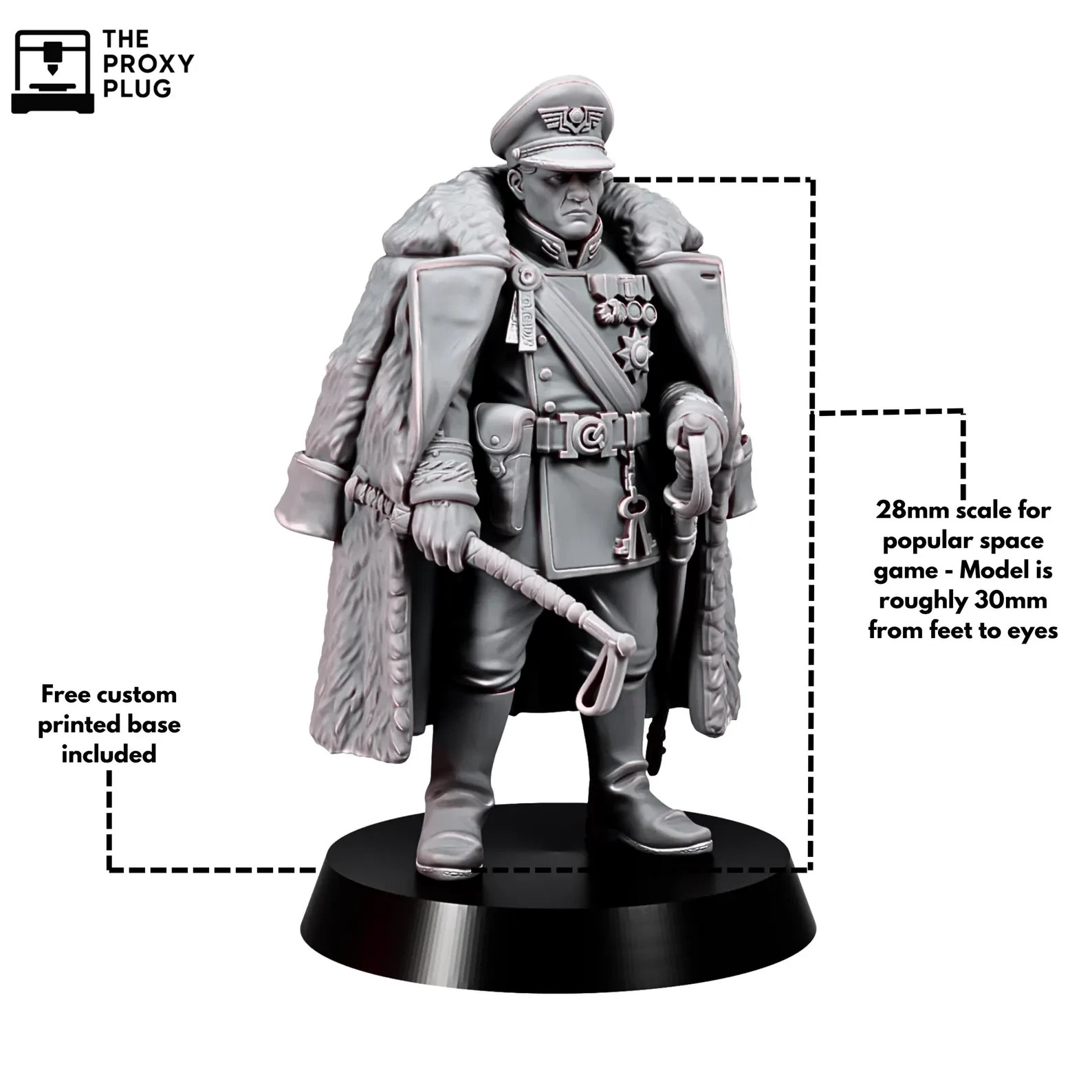 Grimdark Commissar General - Tabletop Sci Fi Proxy Wargaming Miniature