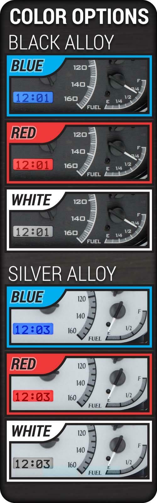 Dakota Digital 66-67 Cutlass 442 Analog Gauges Silver Alloy Blue VHX-66O-CUT-S-B