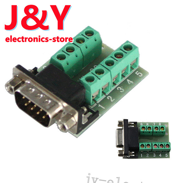 2pcs DB9 male adapter signals Terminal module RS232 Serial to Terminal DB9