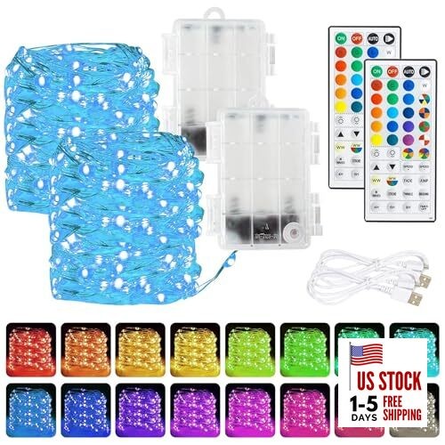 Color Changing Fairy Lights Battery Operated Pack Total 2 RGB Color Changing