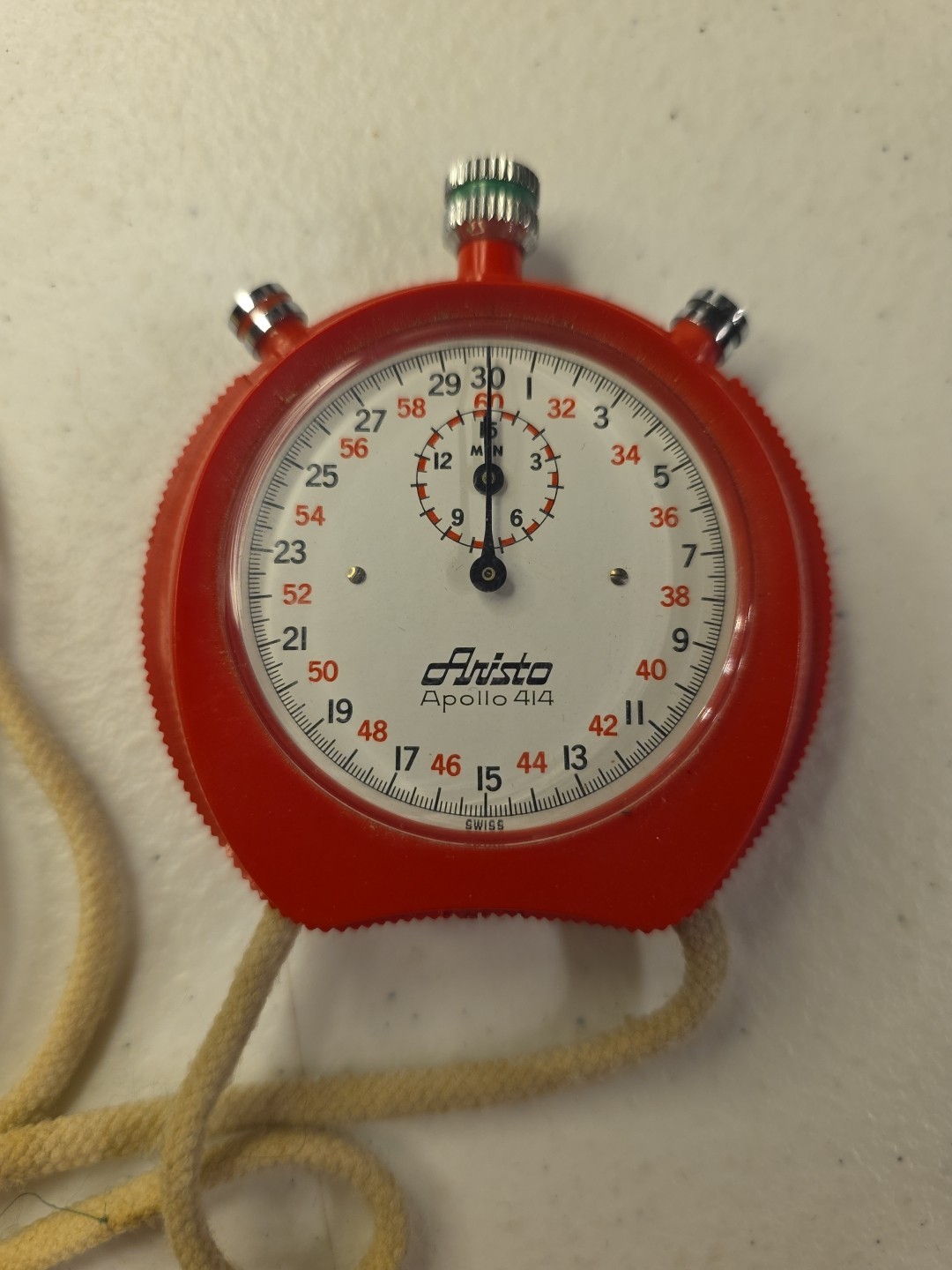 ARISTO APOLLO 414 Stop Watch RED Swiss -Excellent Working Vintage