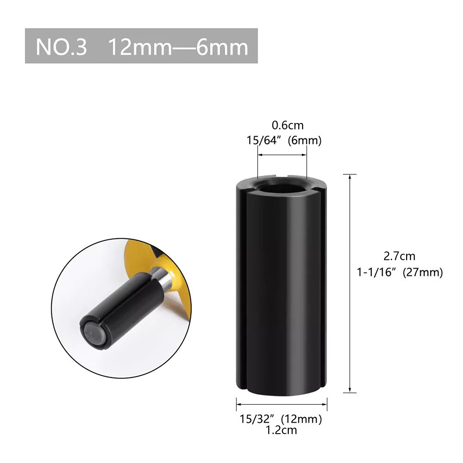 Set(9) Adapter Converter Router Collet Reduction Sleeve Tool Bit Connector