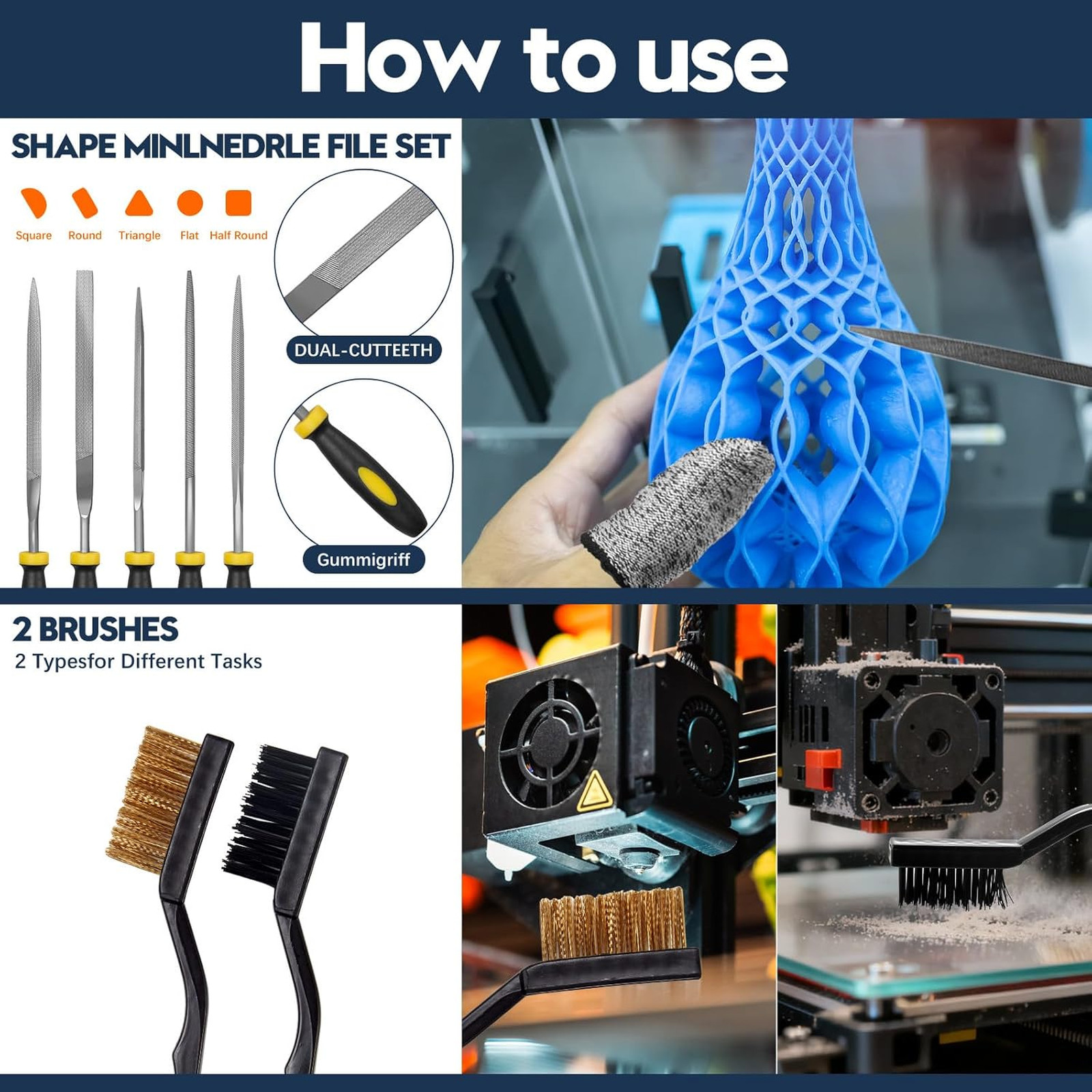 3D Printer Tool Kit 50 Pieces Compatible with FDM SLA Nozzle Cleaning Scraper