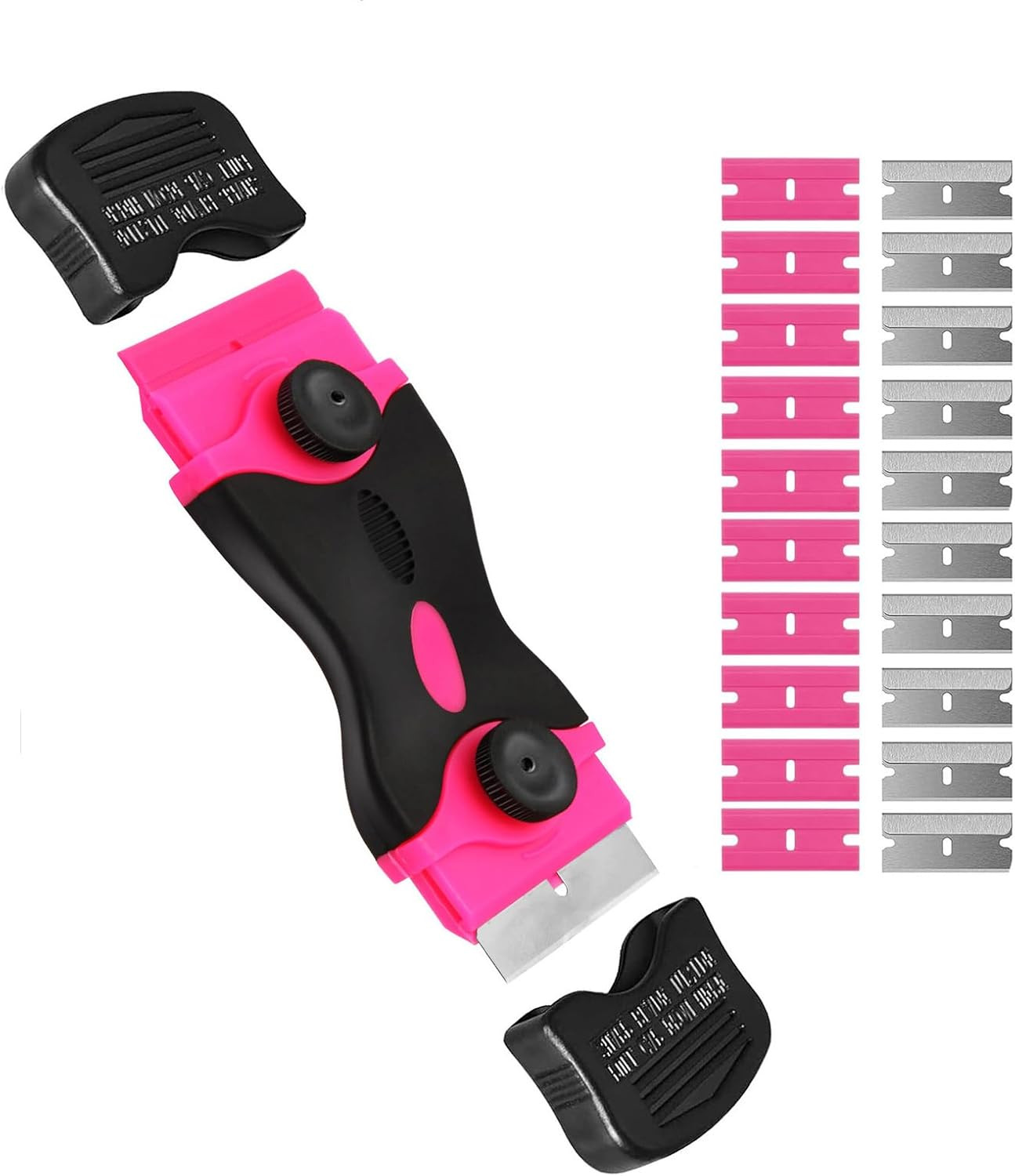 Razor Blade Scraper Tool Kit, Pink Razor Scrapers Tool & 20Pcs Extra Blades, Pla