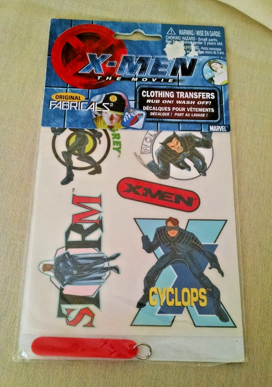 X-MEN CLOTHING TRANSFER FABRICALS NEW 2000 MARVEL RED FOB 60/7508 STORM CYCLOPS.